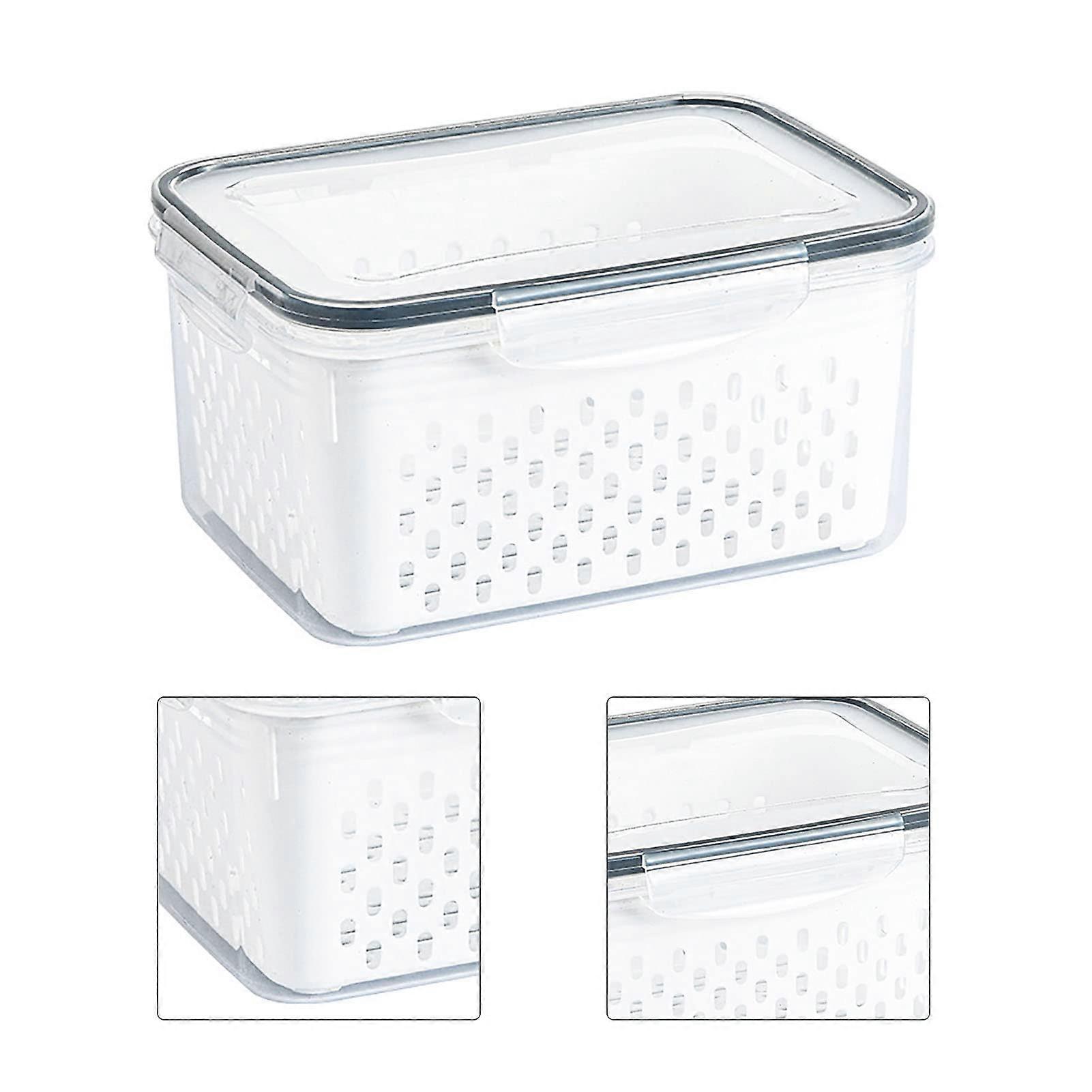 Fruit Storage Draining Cardboard Lunch Box Microwave Safe Transparent Snap-On Lid 1750ML
