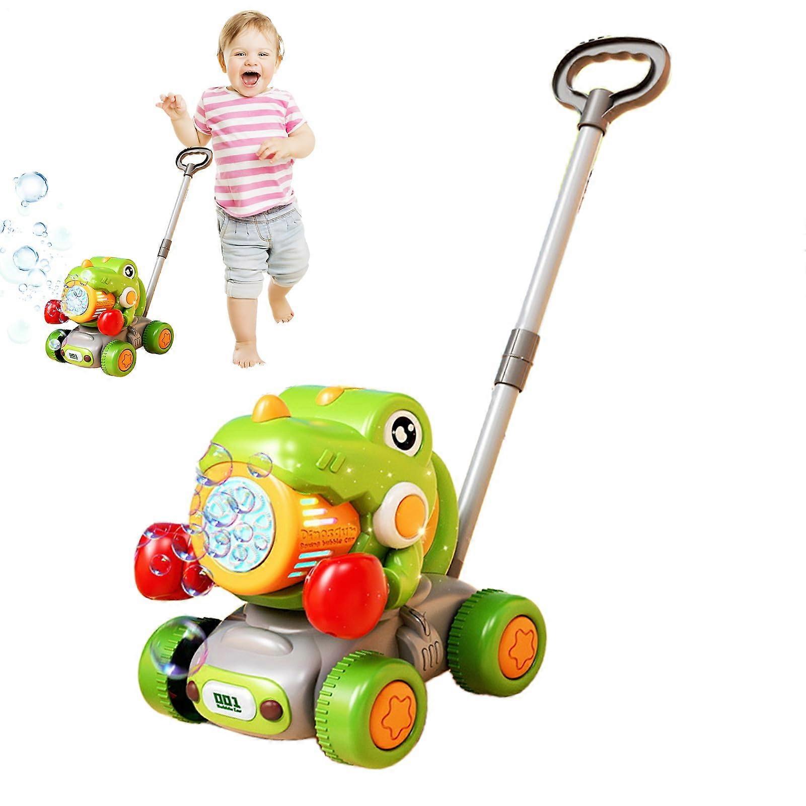 Bubble Lawn Mower, Dinosaur Bubble Blowing Lawn Mower Toy Interactive Kids Toy for Ages 3 for Garden and Playground, Green