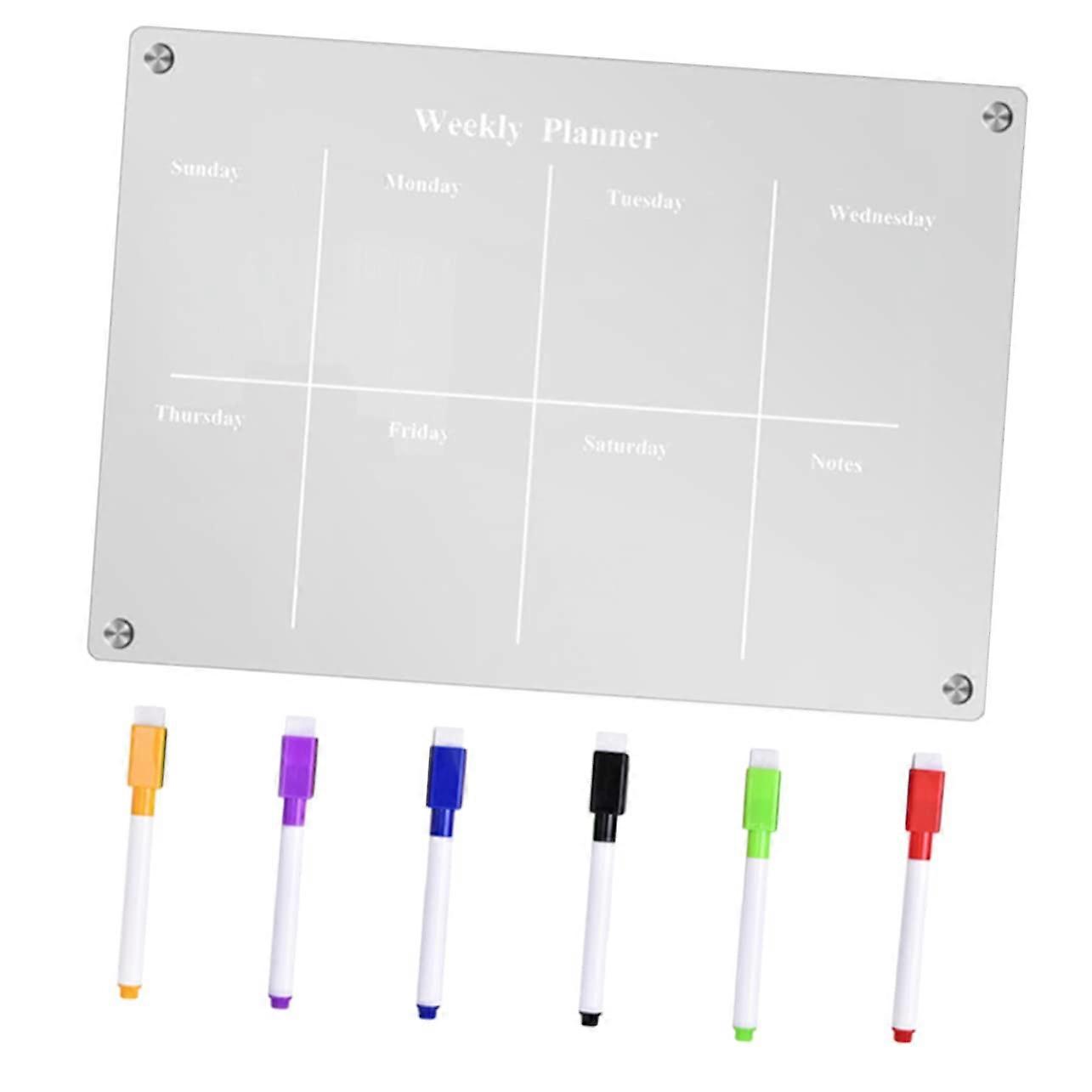 1Satz Acrylic Magnet Dry Erase Board Writable Fridge Memo Board with Markers Reusable Office Note Board Easy to Clean
