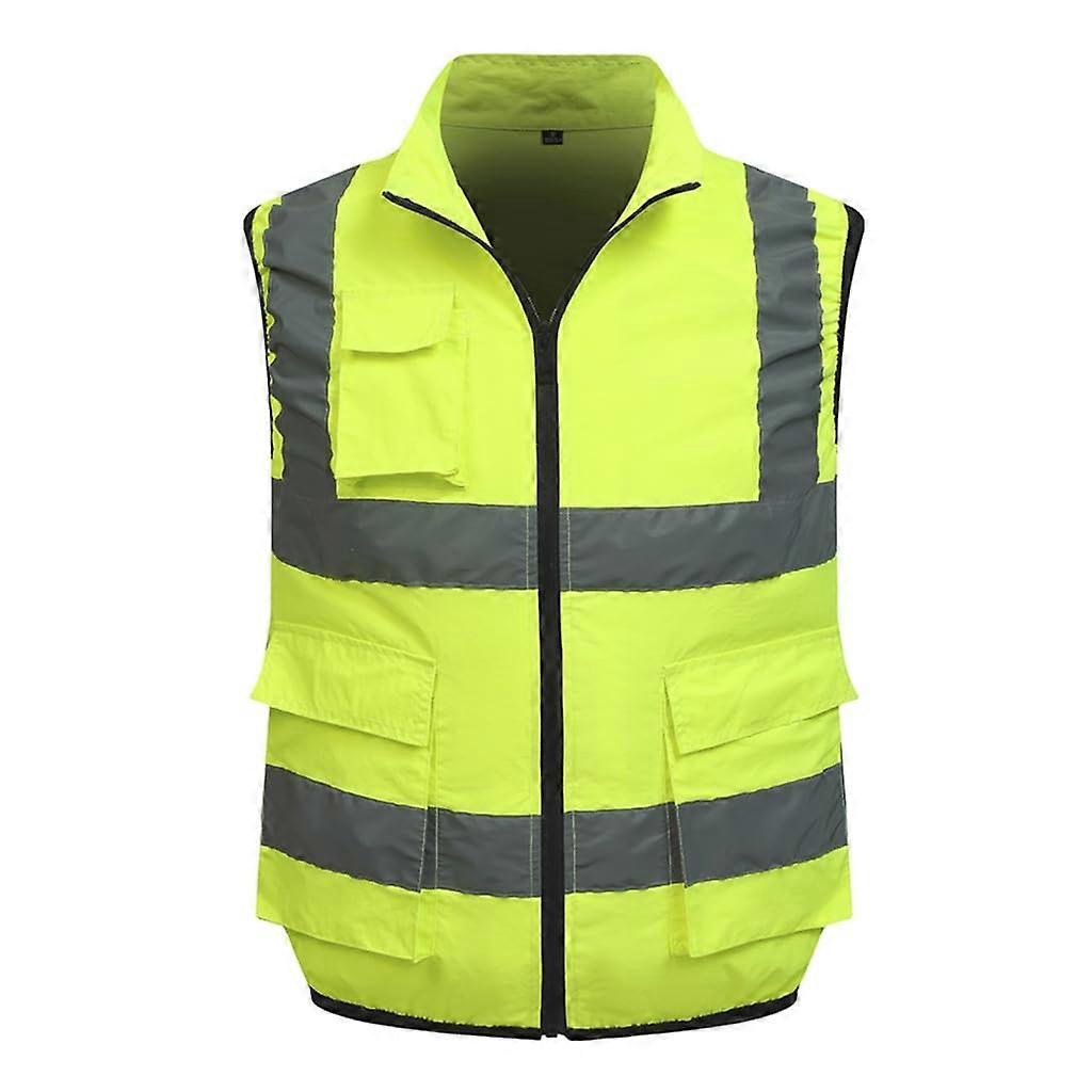 Reflective vest with pocket for men and women, cooling fan not included, fluorescent green XXL FG2XL