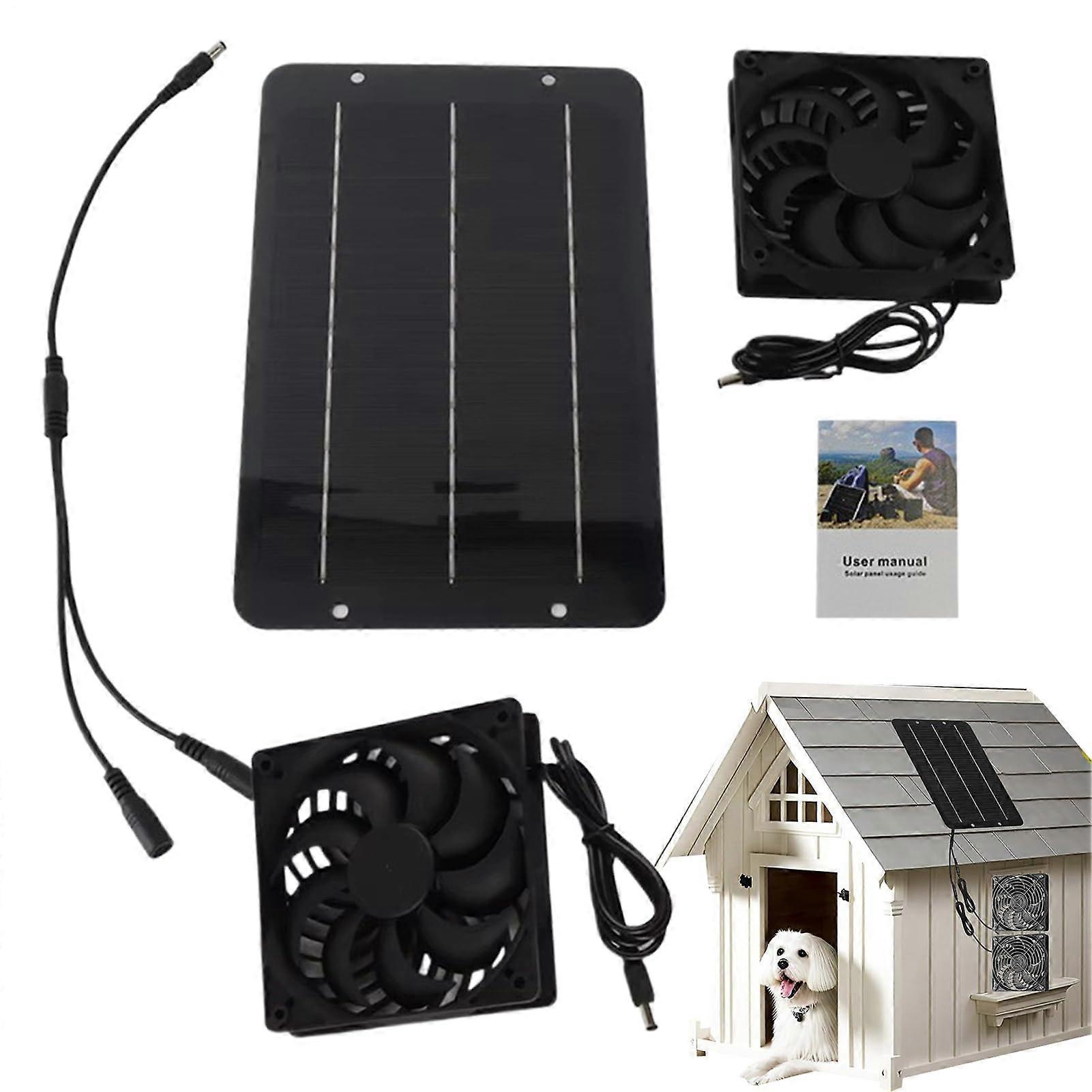 Solar Powered Double Fan For Barns And Stables, Portable Ventilation System For Backpacking Trips