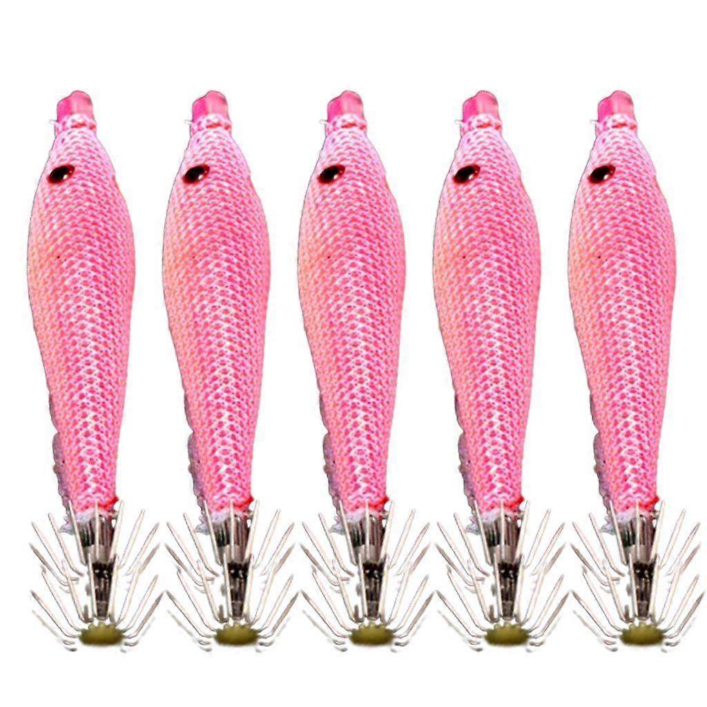 5pcs Luminous Squid Jig Hooks Saltwater Fishing Lures Hard Fishing Baits