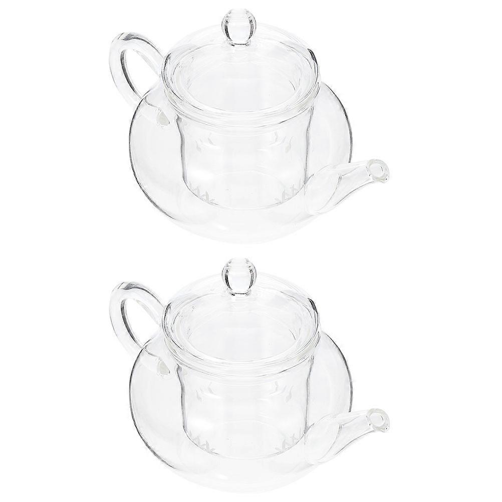 Glass Tea Kettle With Infuser Teapot Office Use 250ml 2Pcs