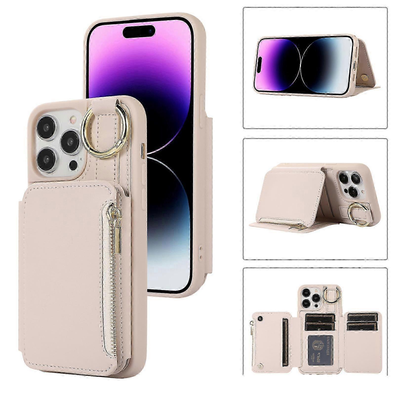 Crossbody Wallet Case for iPhone 15 Pro Max/15 Ultra, RFID Blocking Leather Purse Case with Card Holder, Protective Handbag Flip Cover with Zipper