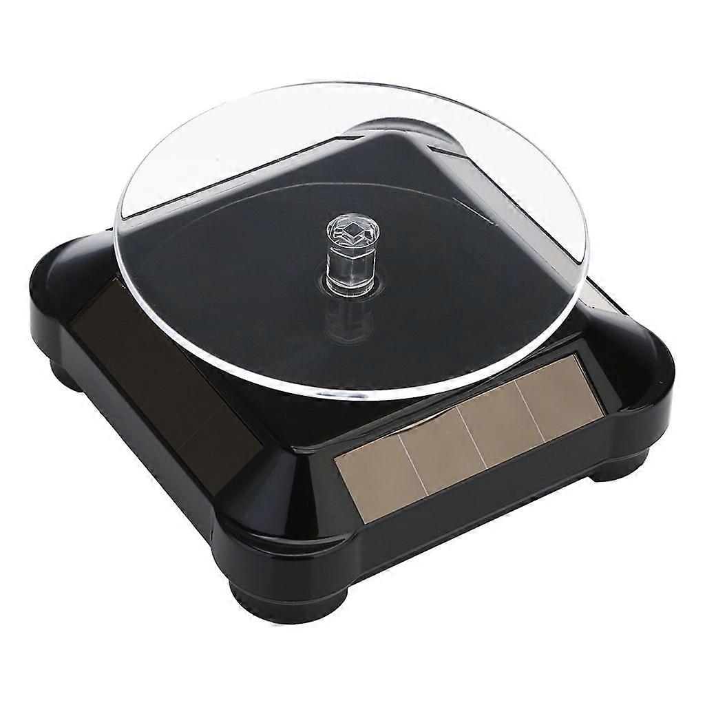 Solar-powered, rotating, 360-degree display stand, dual-purpose, stable, automatic display turntable, black
