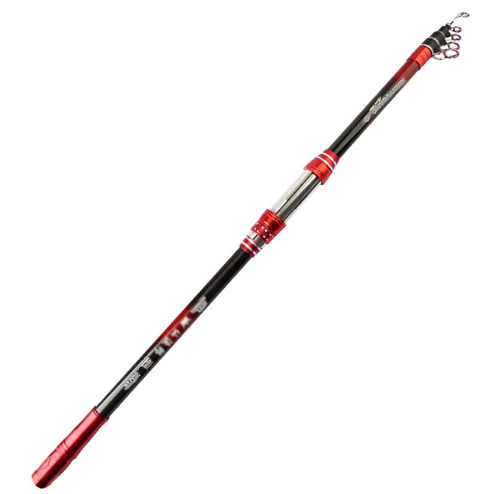 Telescopic Fishing Rod, Carbon, 2.1m4.5m, Super Hard, Ultralight for Adults (Red, 4.5m)
