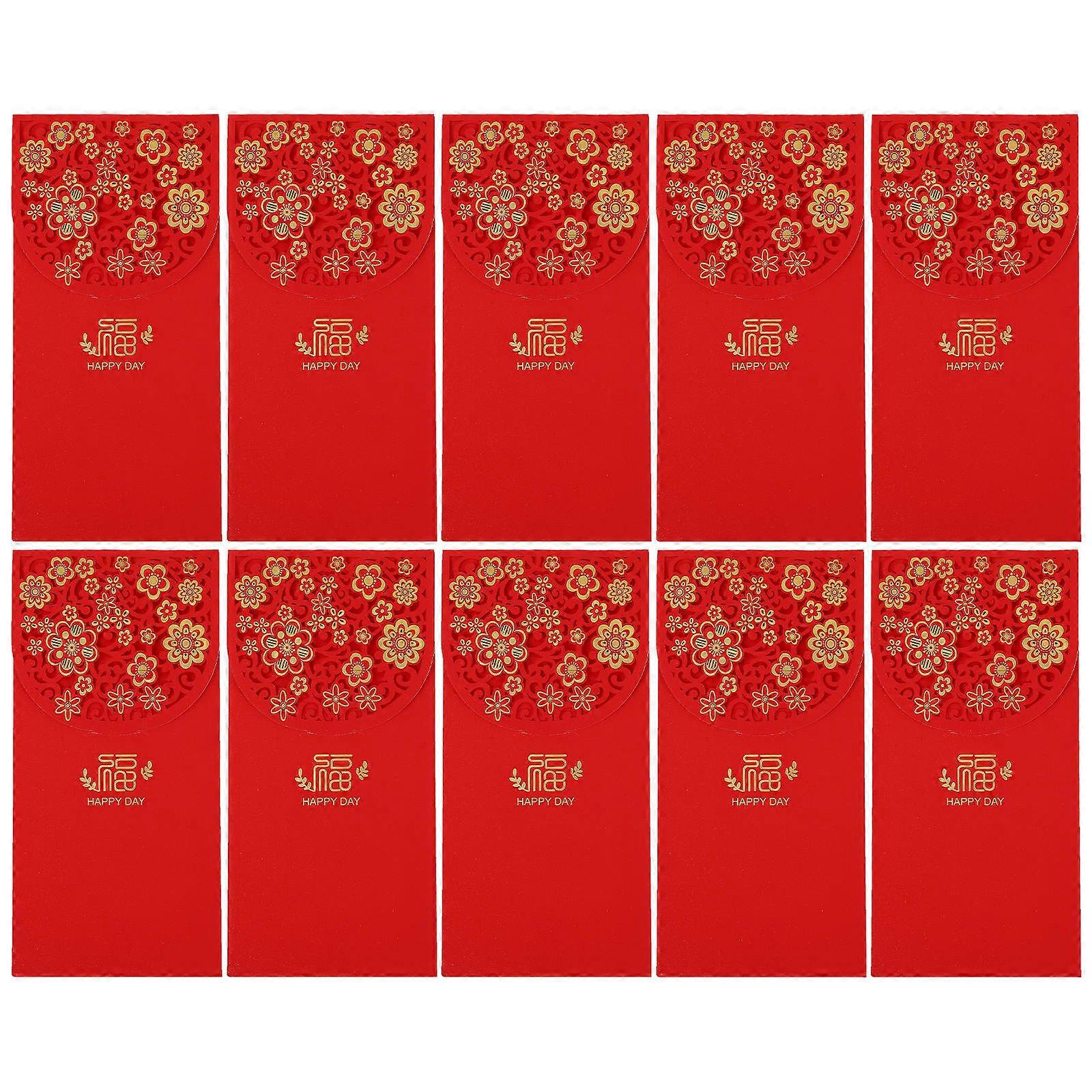 Red Envelope for New Year present Giving Weddings Birthdays Rectangular Shape 10Pcs