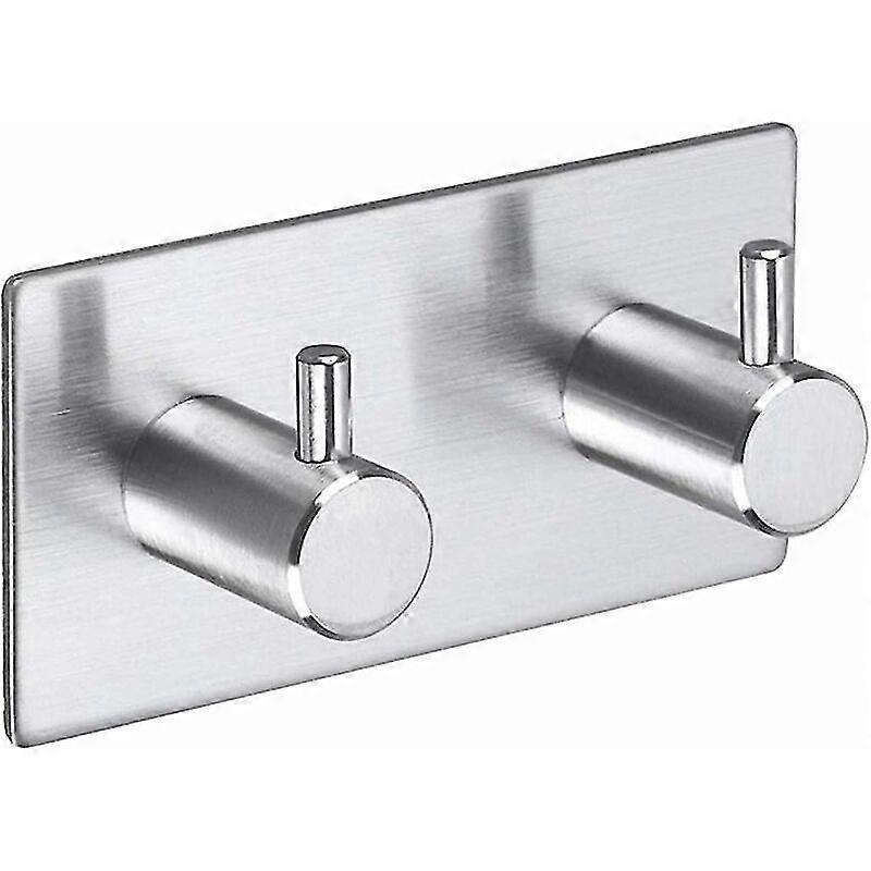 Cloth with 2 hooks, stainless steel, towel rack, home and office, self-adhesive