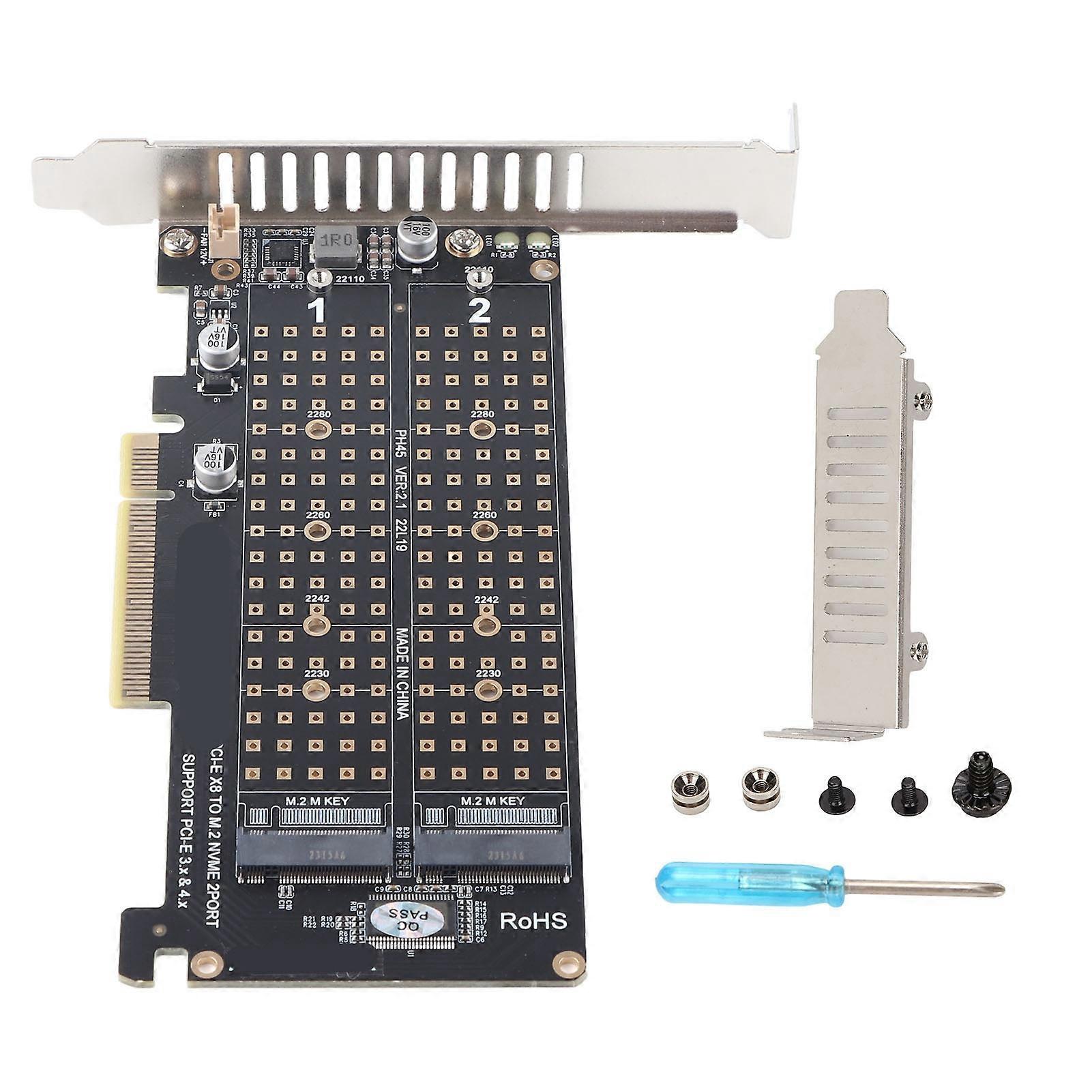 Adapter Card NVME to PCIE X8 Dual 32Gbps Expansion Card Hard Drive Reader Computer Accessories