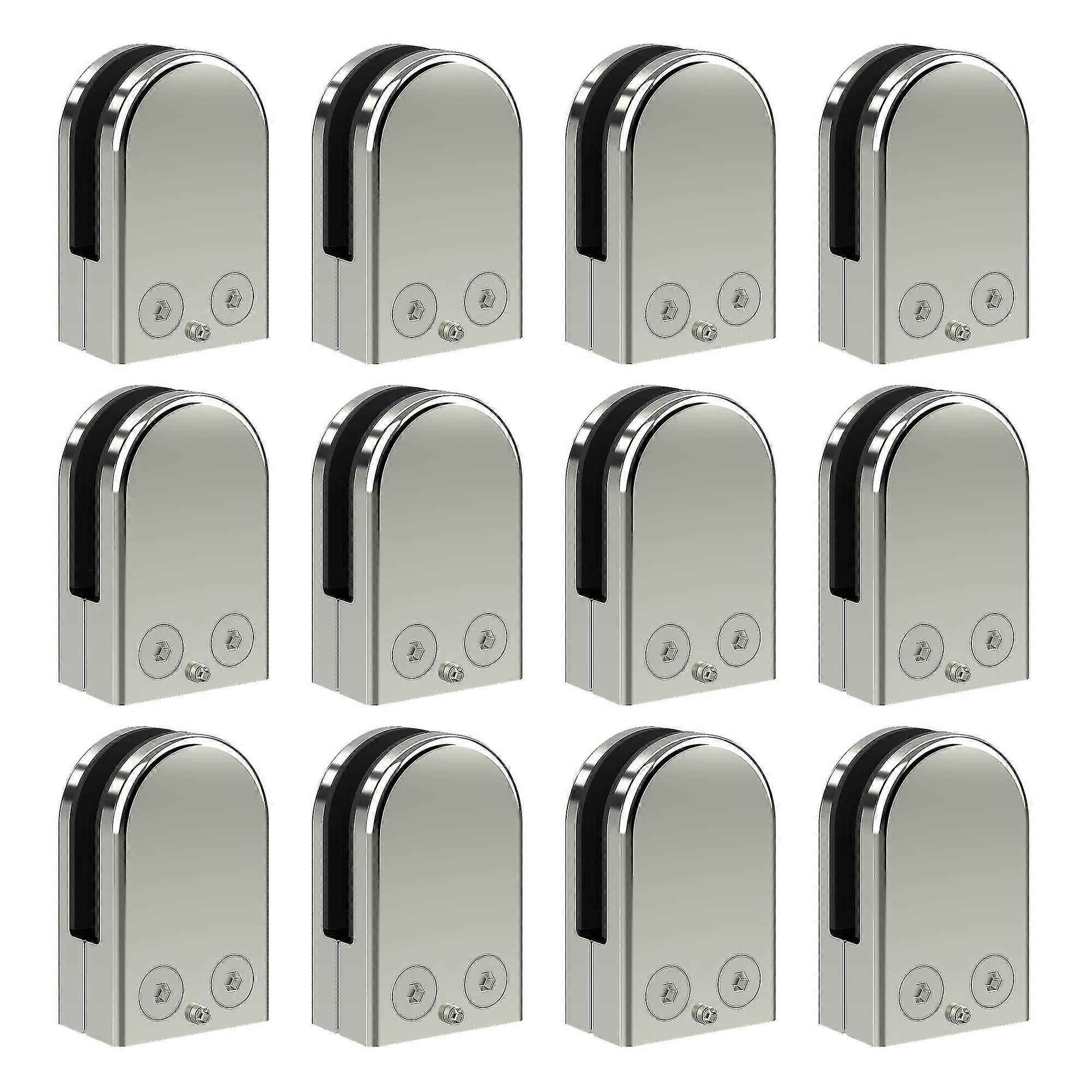 Pack Of 4/12 Glass Clamps 304 Stainless Steel Balustrade Clips Bracket Holder Window Stair (10-12mm, 12pcs)