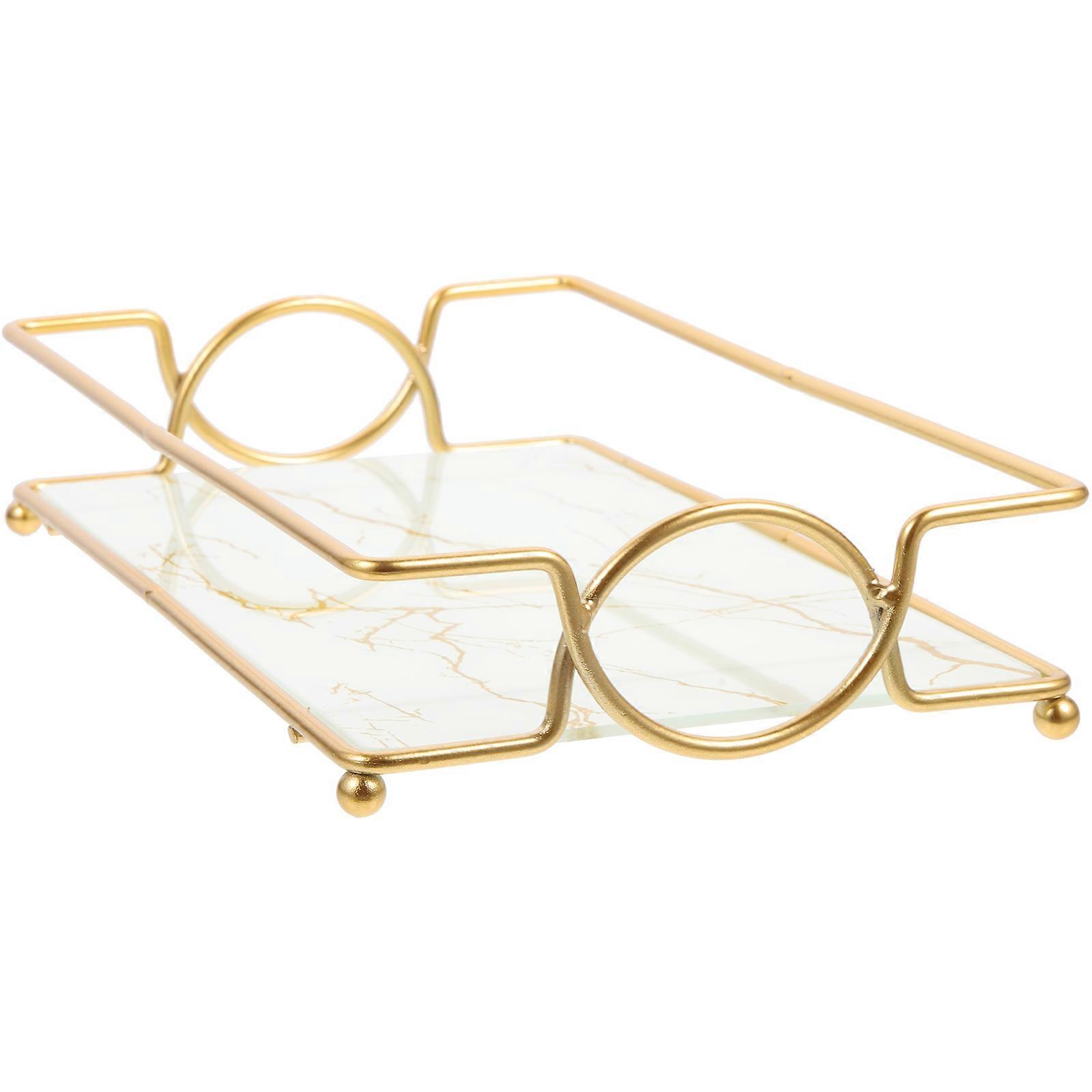 Bathroom Organizer Shelf Makeup Organizer Cosmetics Storage Gold Rectangular Light Use 1Pack