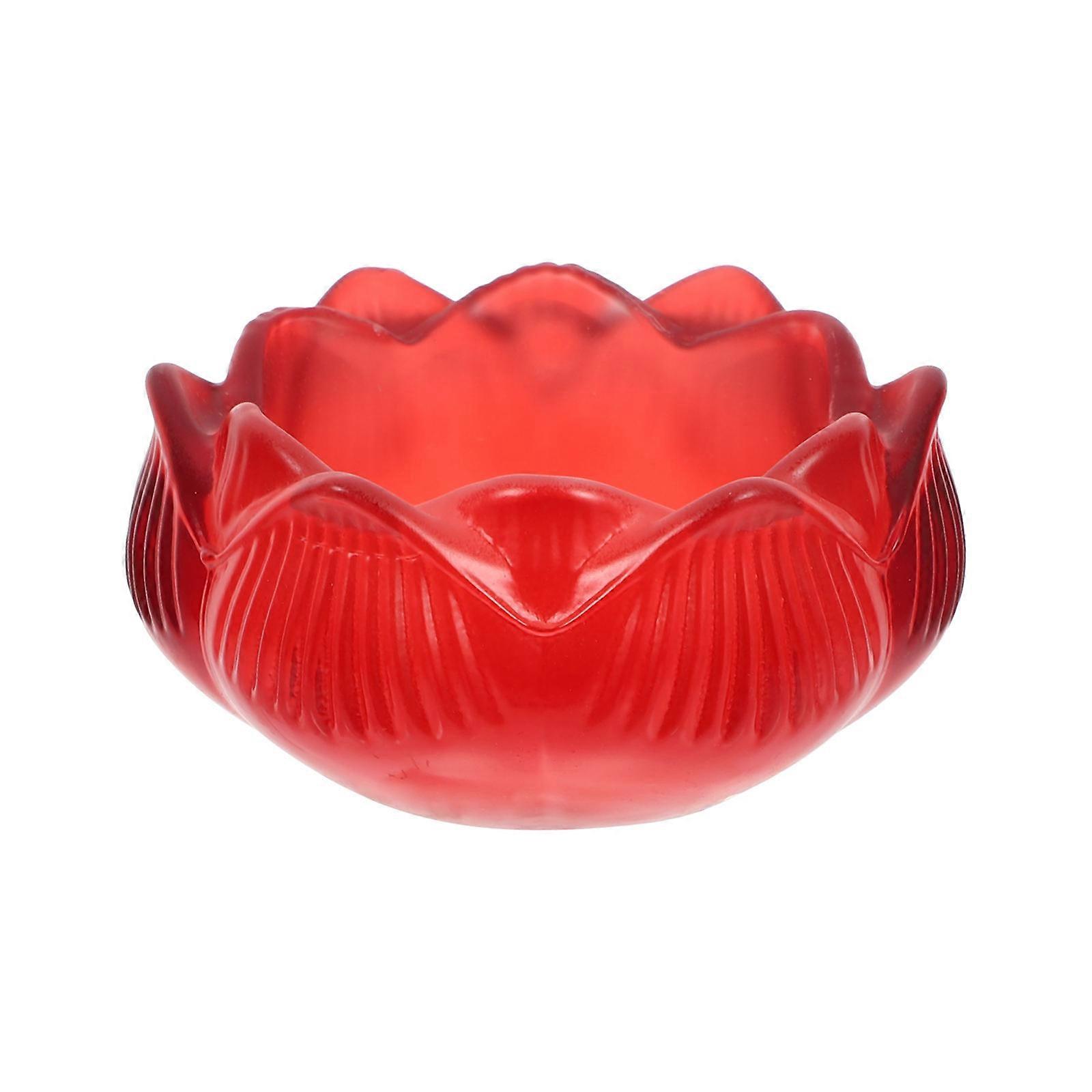 Lotus Shaped Glass Candleholders for Decorative Use Red Color 2 Pcs