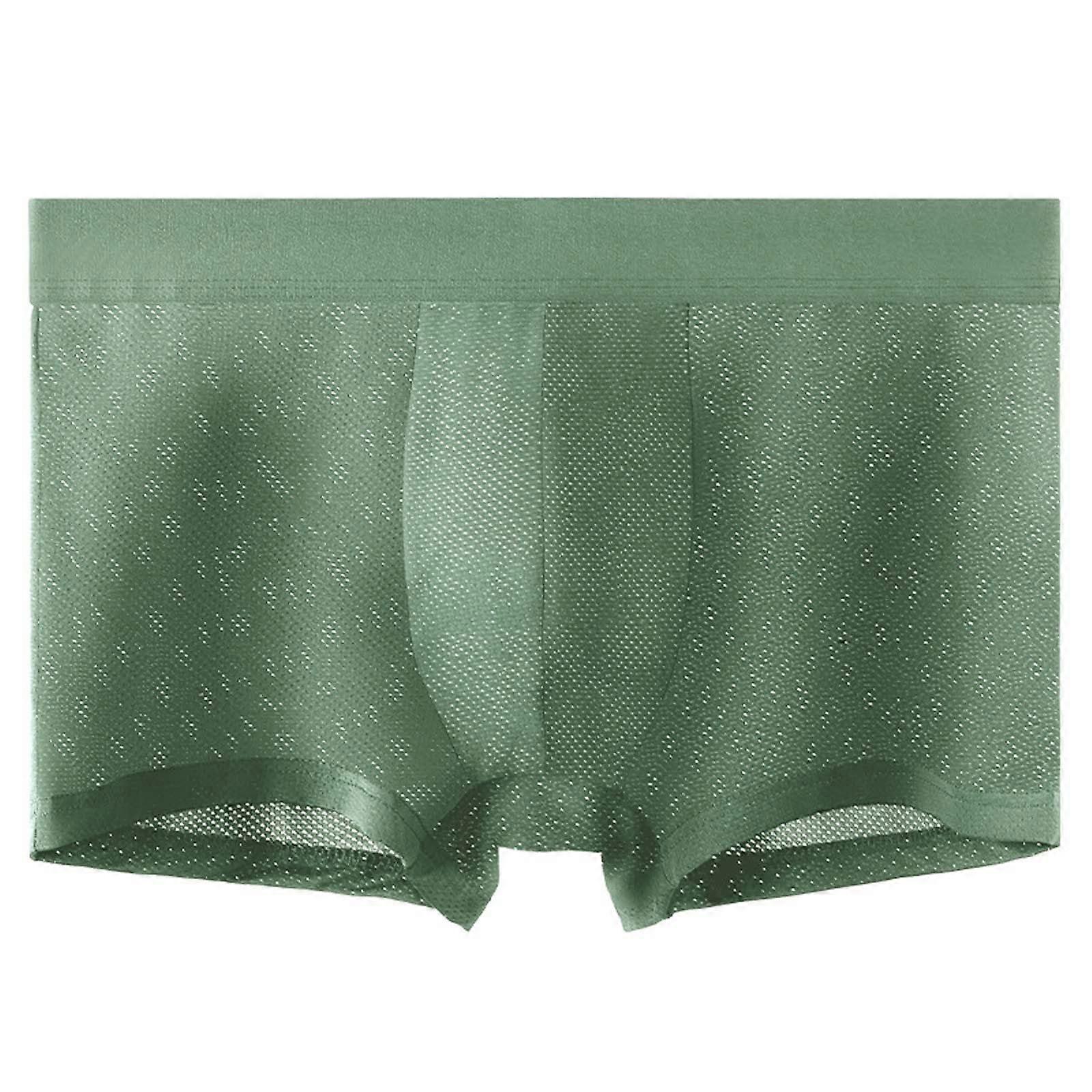 Men's Underwear Boxer Shorts Breathable Comfortable for Everyday Lightweight Mesh Soft Skin Friendly Elastic Army Green XL