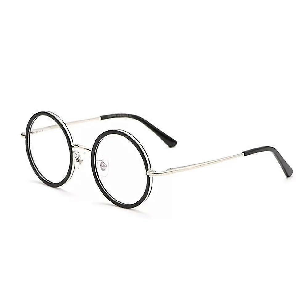 Retro Round Reading Glasses, Spring Hinge Readers, Metal Frame Blue Light Blocking Computer Reading Glasses 3.0X Silver