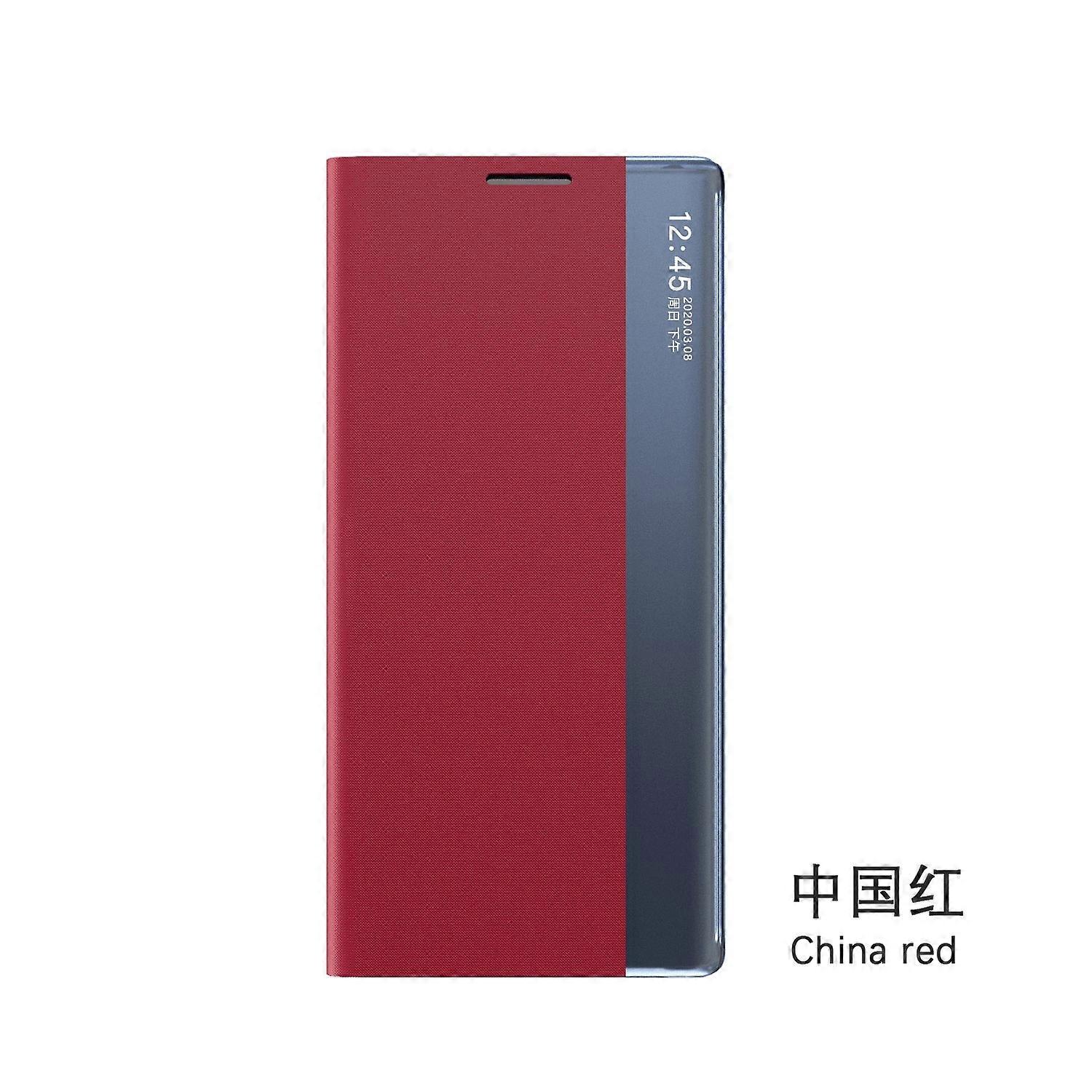 Case for Samsung S24 ULTRA red window leather smart magnetic mirror