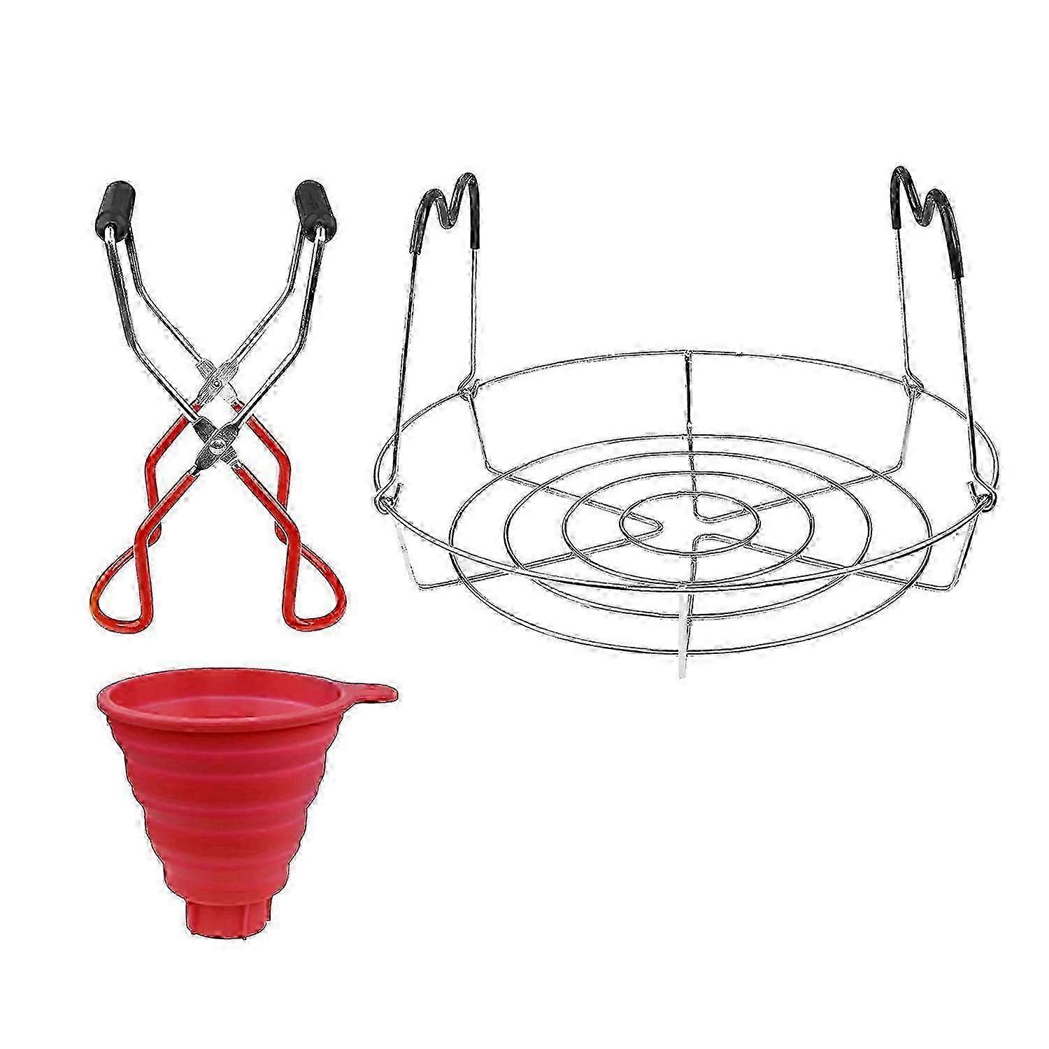 Canning Rack 3 Pcs,Canning Jar Lifter and Steamer Canning Rack Collapsible Funnel,Canning Jar Rack
