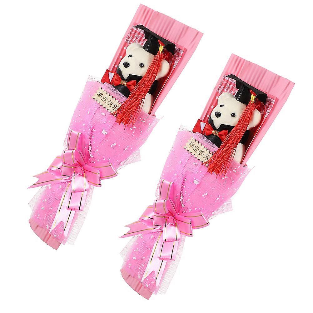 Cute Bear Bouquet Graduation Bear Bouquet Graduation Party Fabric Plastic Foams 31x11cm Decorations 2Pcs