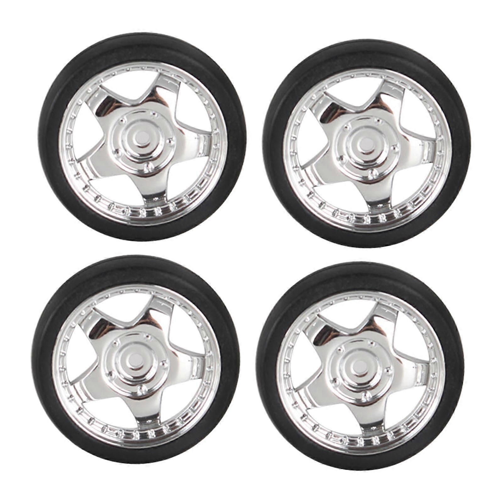 Set of 4 RC Tyres, Wearresistant Replacement for RC Touring Truck in 1:18 Scale Replacement Part, Silver