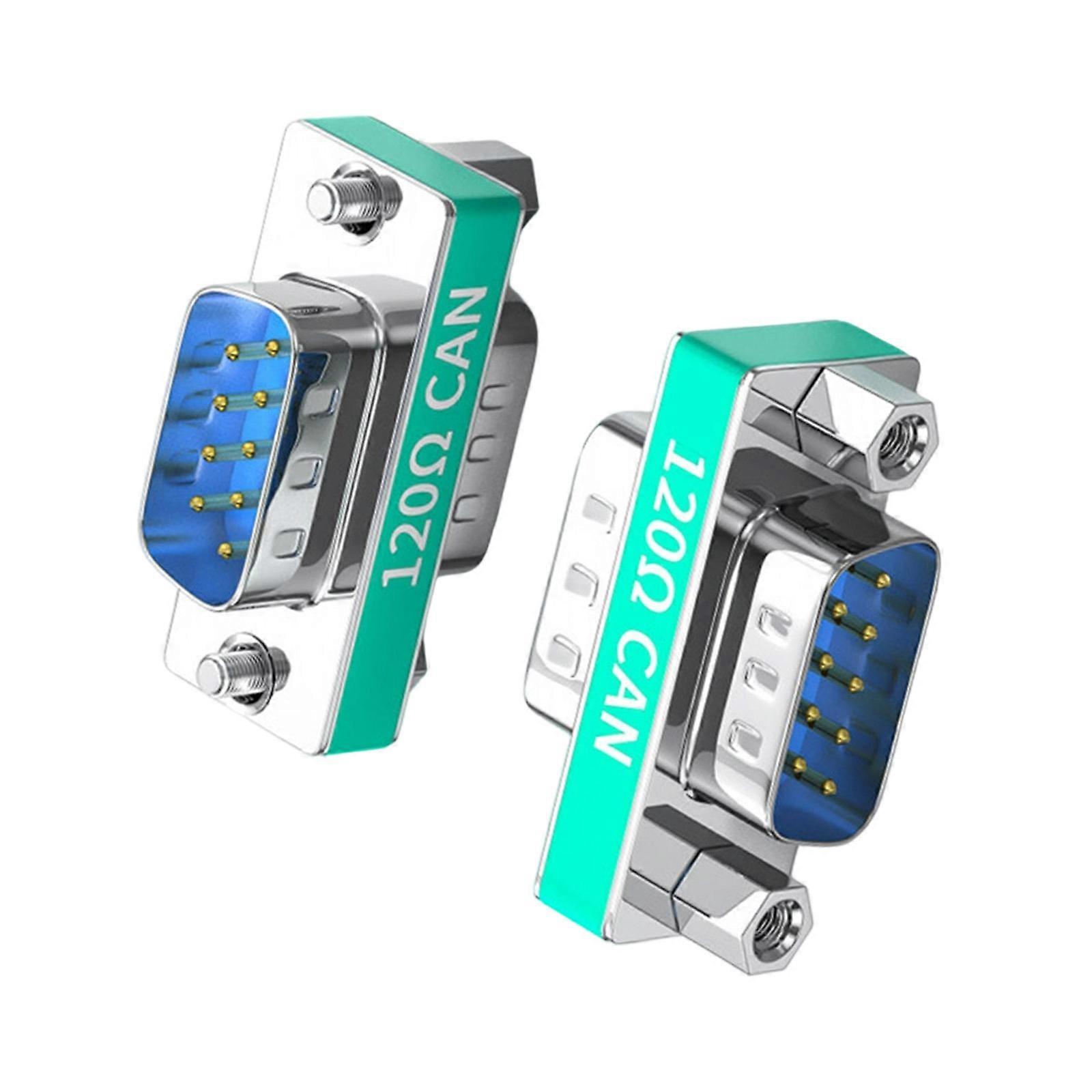 2PCS DB9pin Thin Profile Adapters With 120Ω Resistor for CAN Bus Signal Integrity and Serial Communication Multicolor