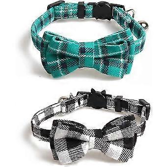 Cat Collar With Safety Clasp And Bells, Cat Collars With Bow Tie For Girls And Boy Kittens, 2 Pack