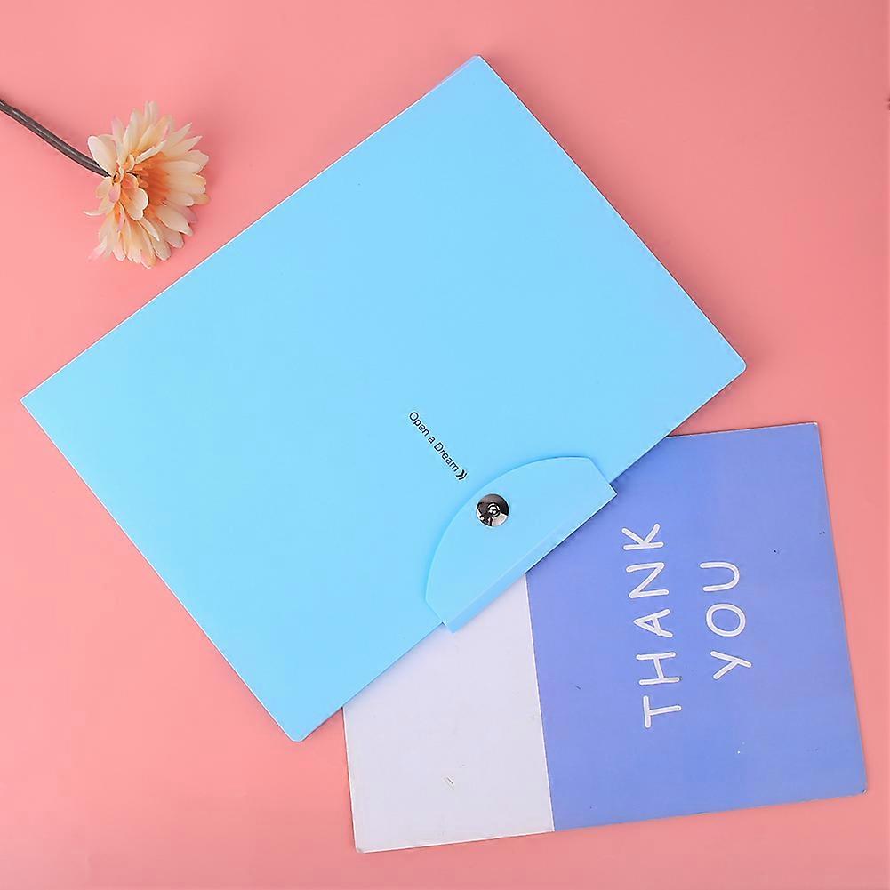 Document Folder PVC Plastic Blue 5-Layers A4 Files Envelope with Magnetic Buckle