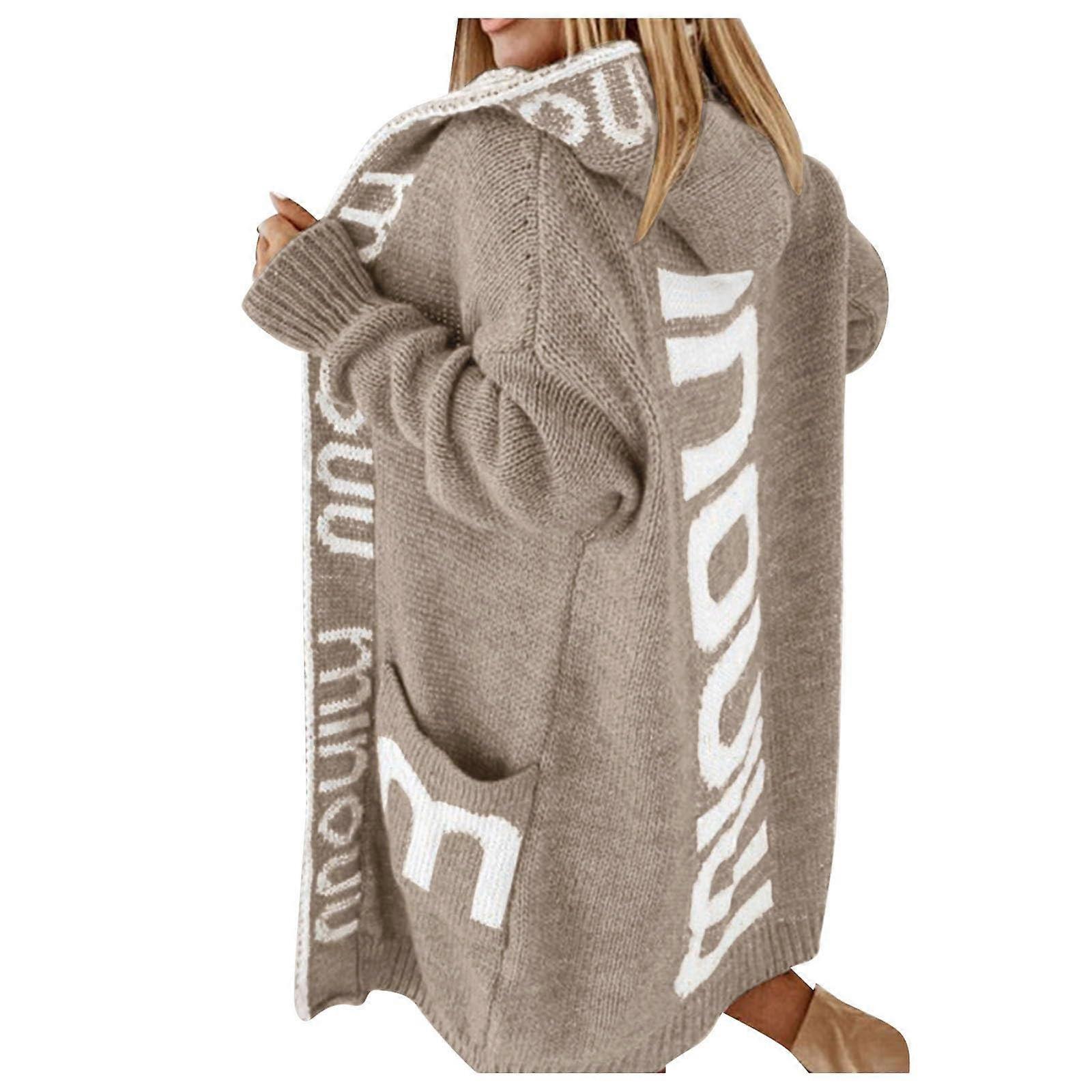 Women's Long Cardigan with Hood Buttons Fine Knit Jacket Casual Coat