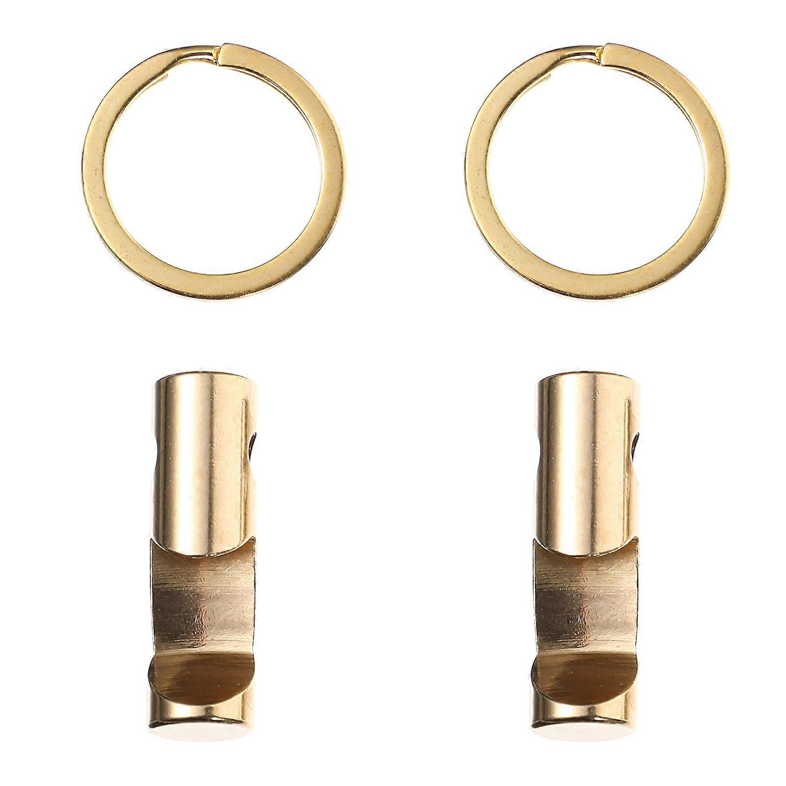 1 Set 2 Pcs Portable Brass Bottle Openers Practical Key Chains (Golden)