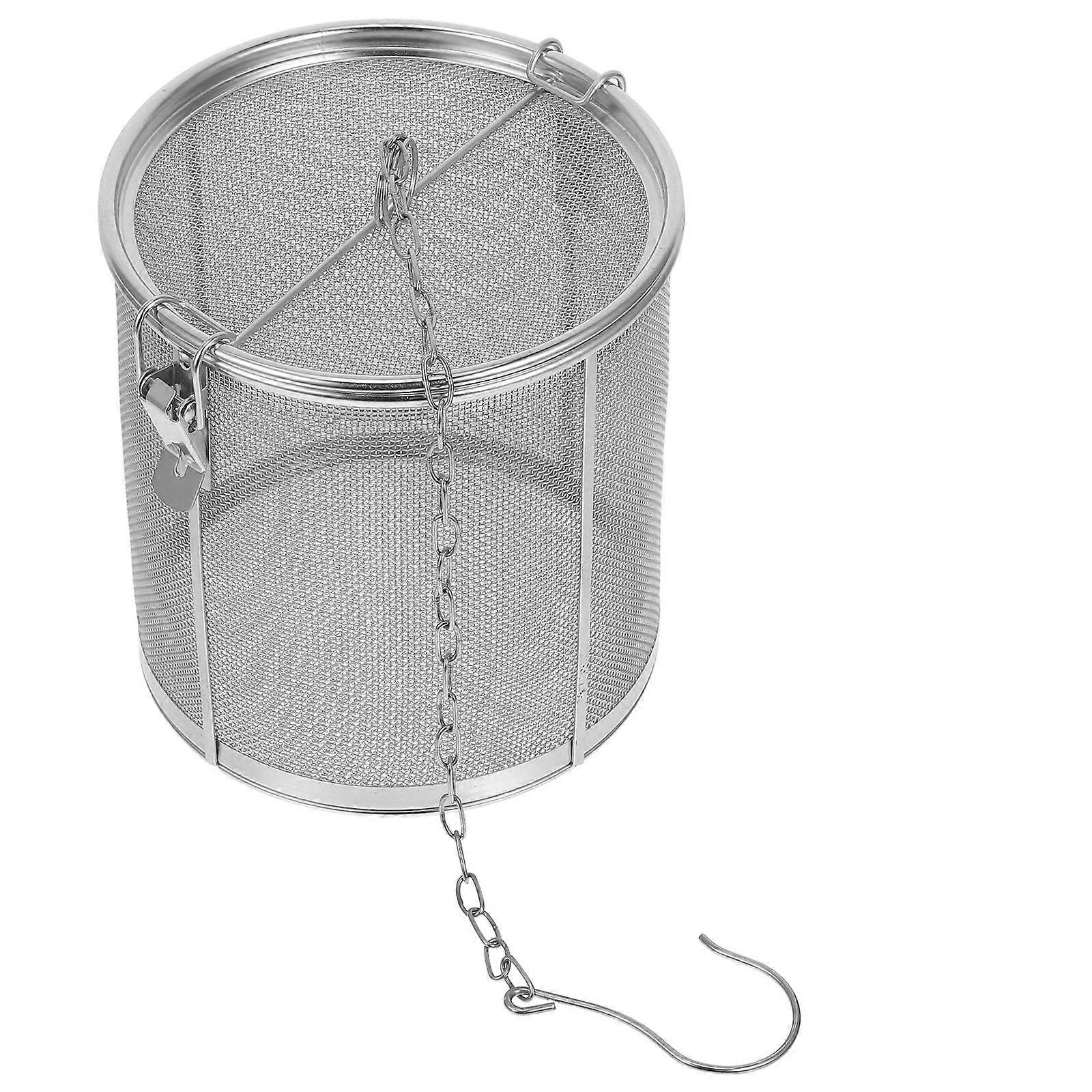 Round Spice Infuser Mesh Appearance Soup Filter Tea Brewing Tool Separating Solid and Liquid Silver 6.29X5.89X5.89in 1Pcs