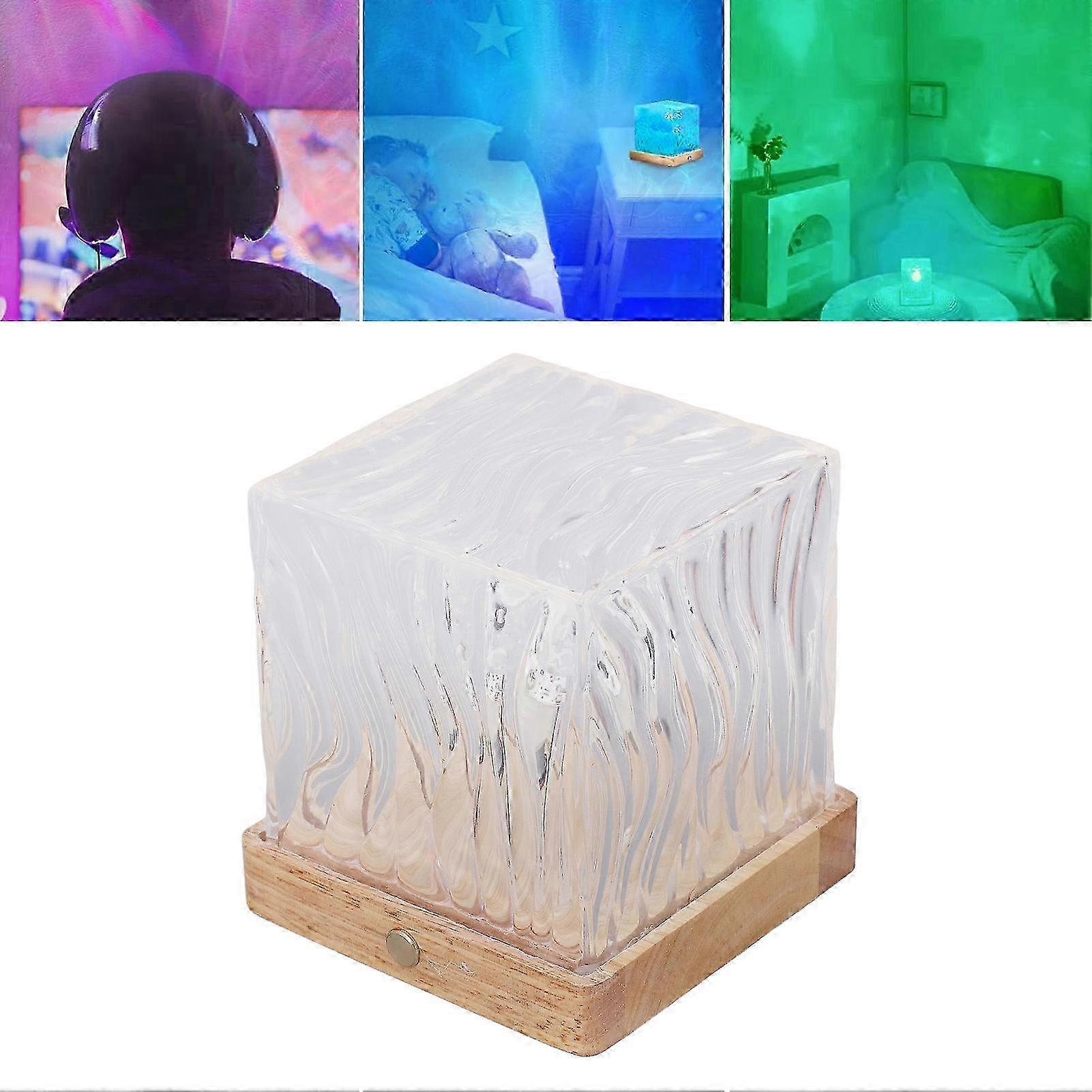 2025 Northern Lights Ocean Wave Projector Light 16 Colors Aurora Lamp Rotating Water Wave Night Light with Remote Control for Office Bar Restaurant