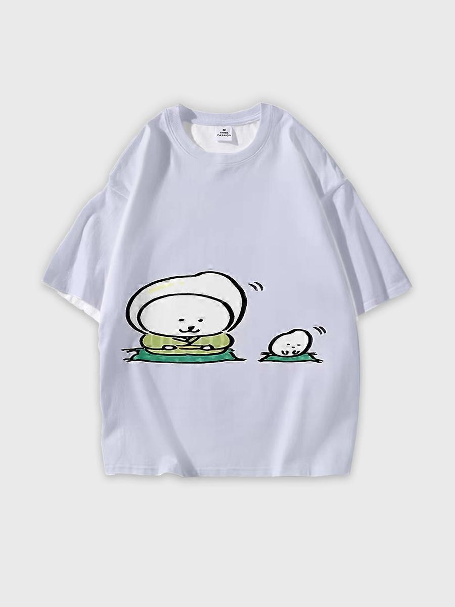 T-shirt round neck Comic book Role Pattern loose short sleeve D3043