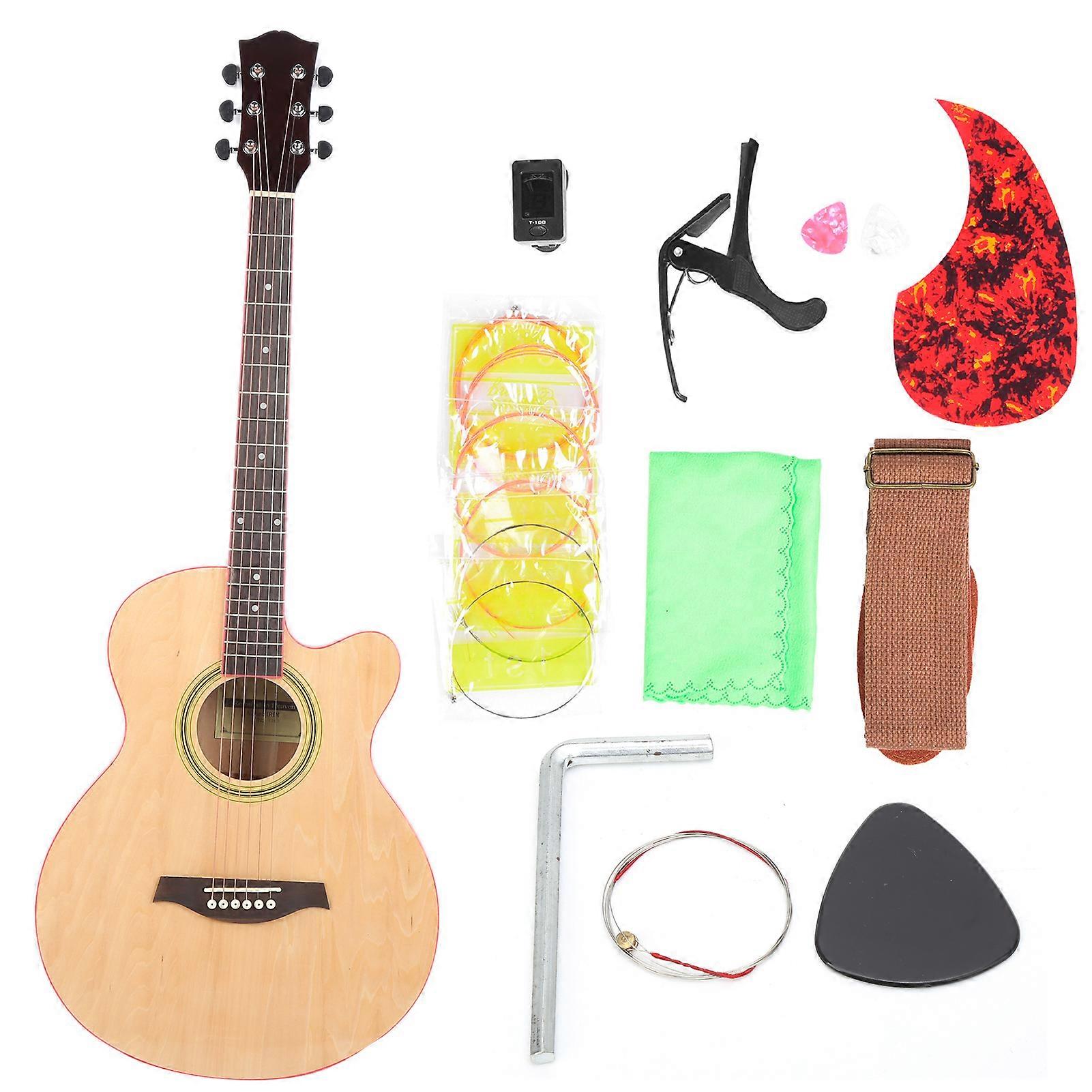 40inch Acoustic Guitar Musical Instrument Set with Tuner Capo for Beginner