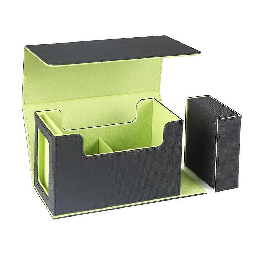 Card Game Box With Viewing Window And Dice Compartment Magnetic 35Pt Card Holder Green