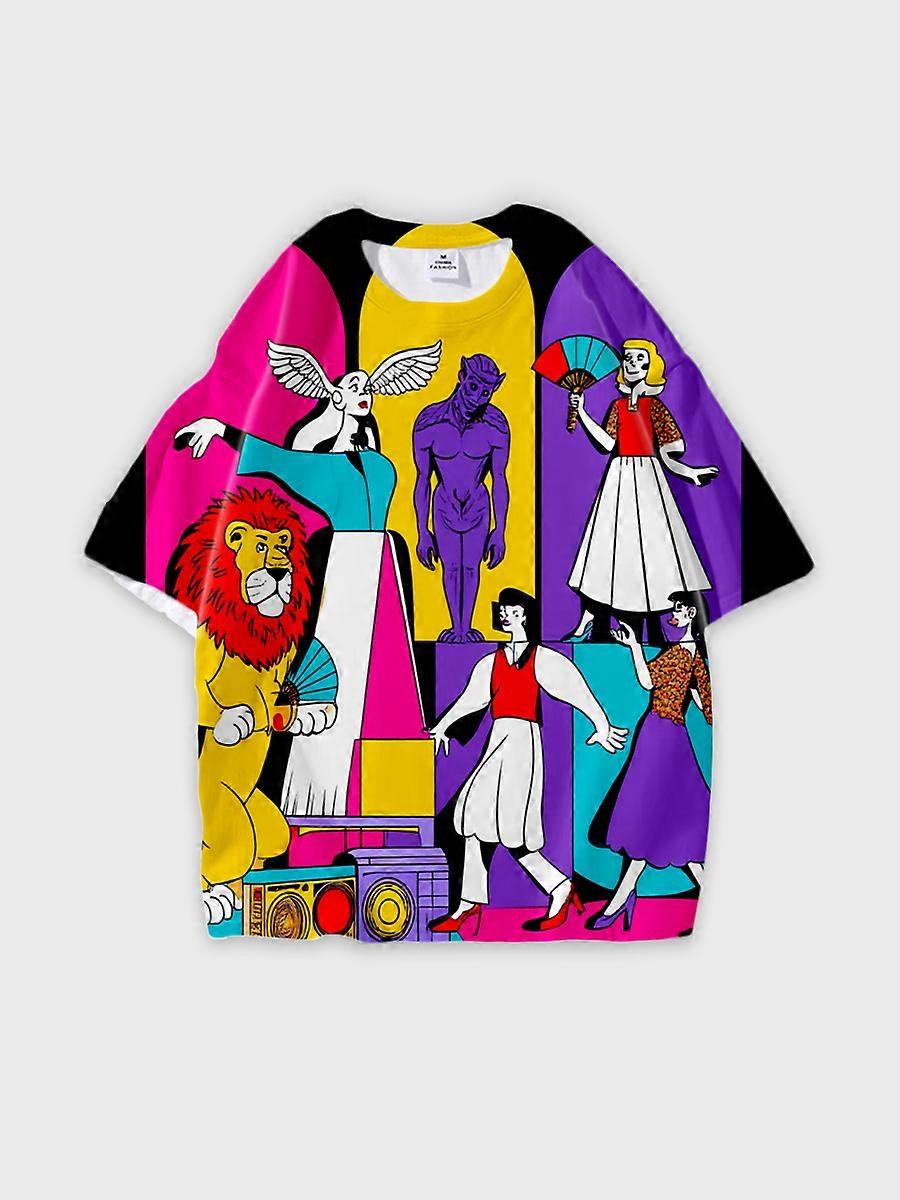 T-shirt round neck Pattern loose short sleeve N361