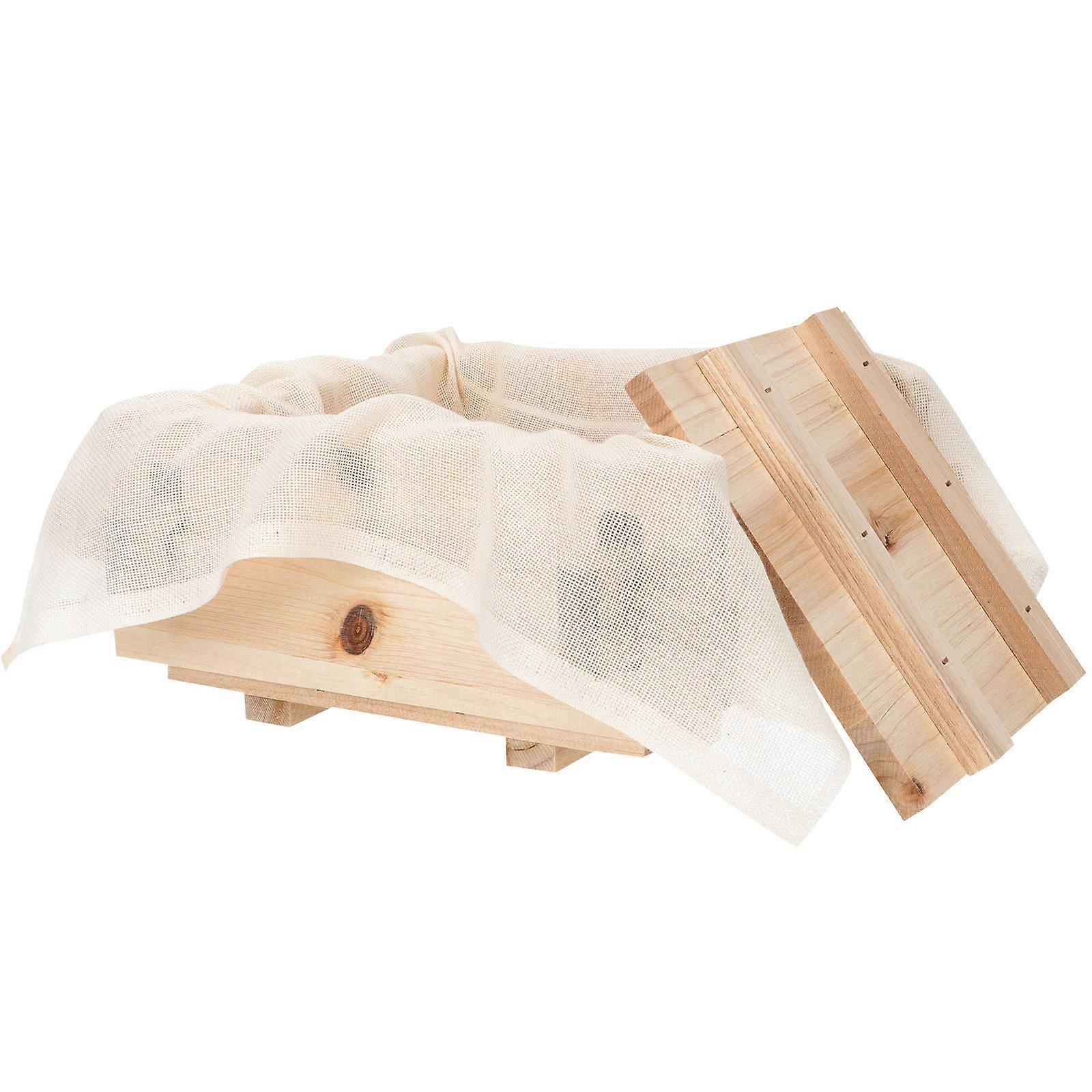 Wooden Tofu Press for Home Use Compact and Lightweight Beige Color 7.8 x 5.6 x 3.2 Inches