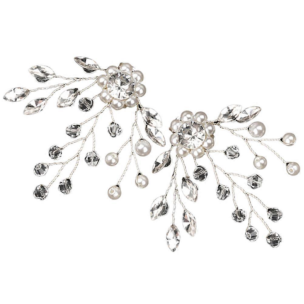 Silver Alloy Shoe Clips with Rhinestone Design for Wedding and Parties Home Use