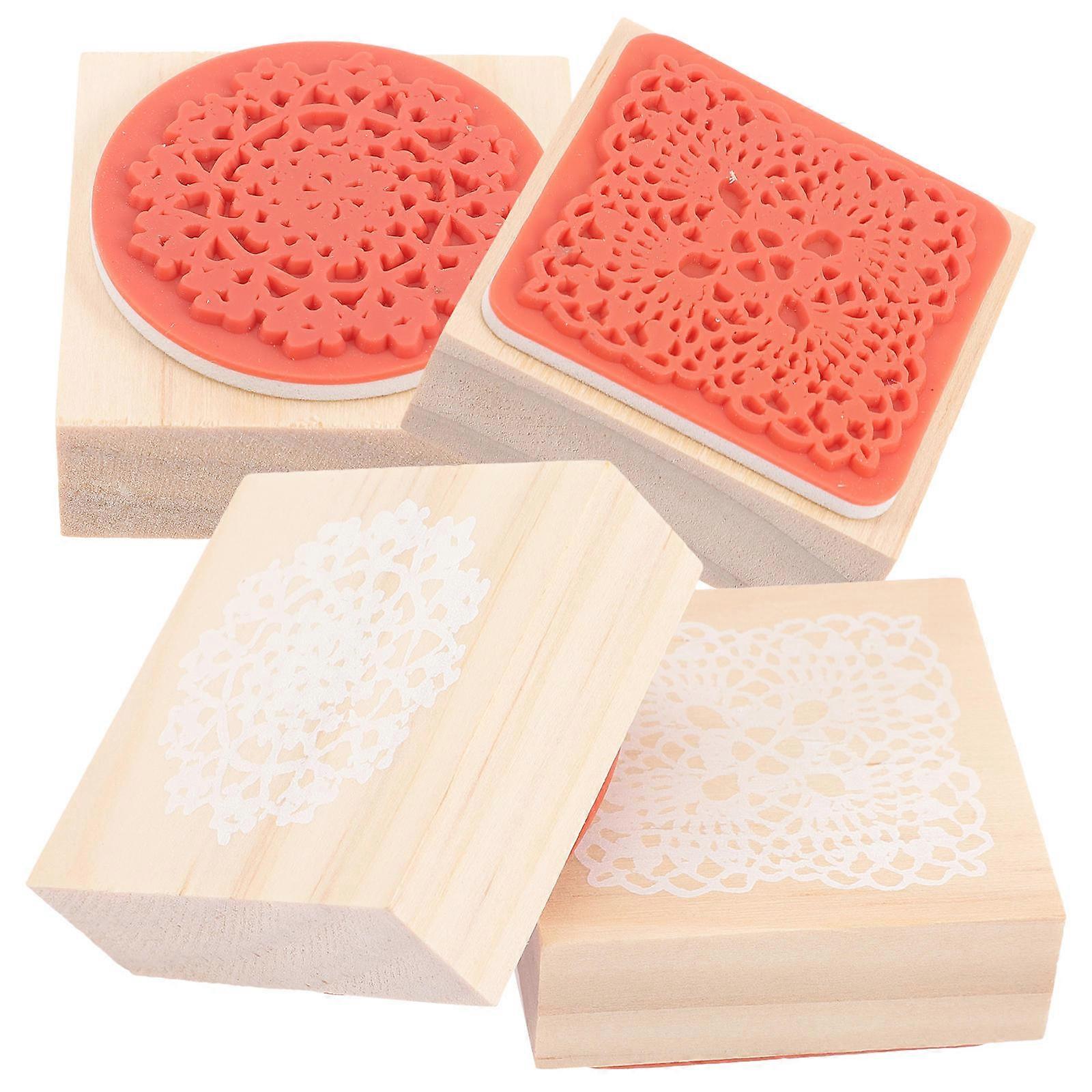 Pink Rubber stamps for Crafts with Lace Pattern Ideal for Decoration and DIY Projects 4 Pieces