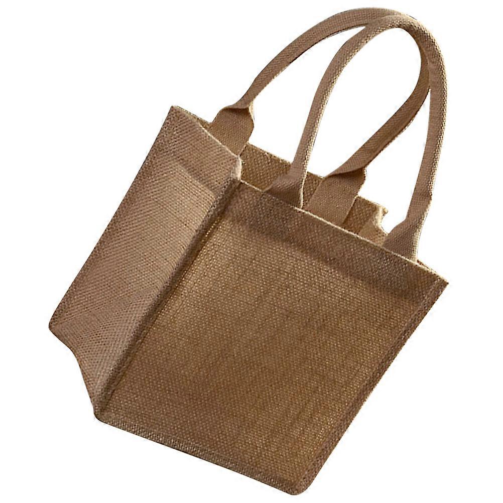 Light Brown Jute Tote Bag for Shopping Multipurpose Reusable Handle Gift Bag Small 7x10 inches