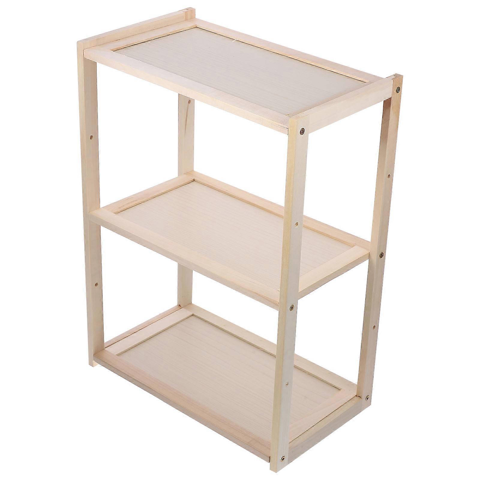 Wooden Display Shelf Kitchen Counter Shelf Spice Rack Organizer 1 Set Cup Storage Rack