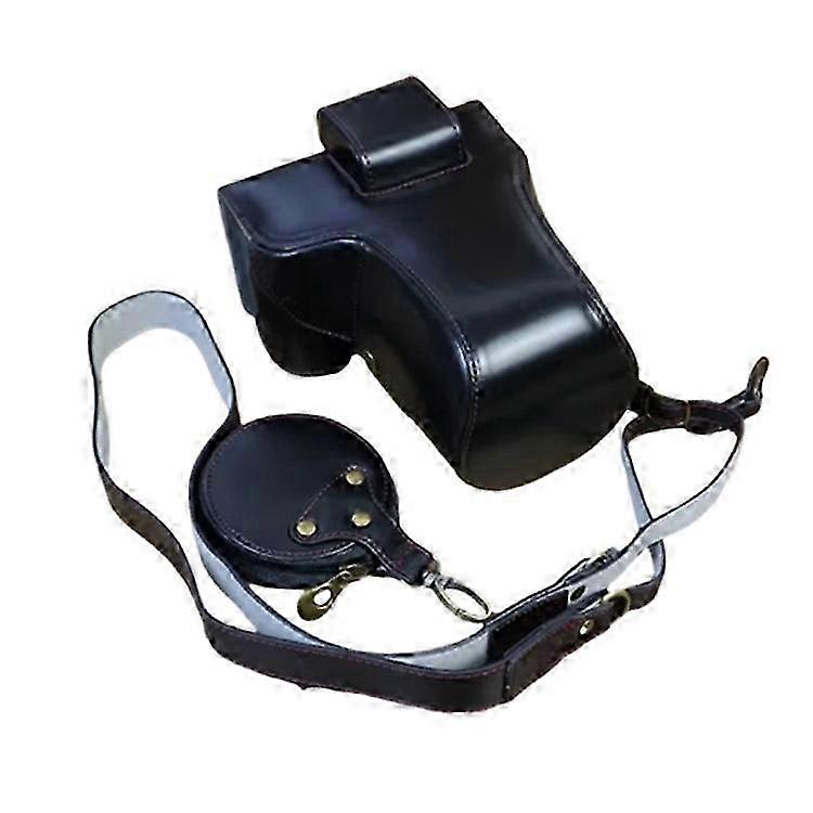 2025 For Fuji X-T5 Battery Opening Design Detachable PU Leather Camera Bag Protective Case with Lens Pouch and Shoulder Strap