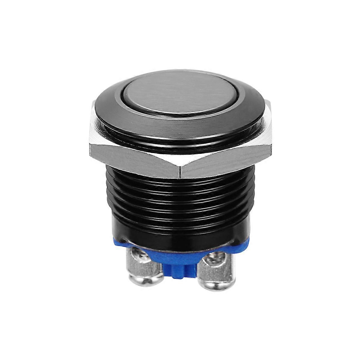 Momentary Push Button Switch for Car Use with Metal Shell Black Easy to Install 16mm