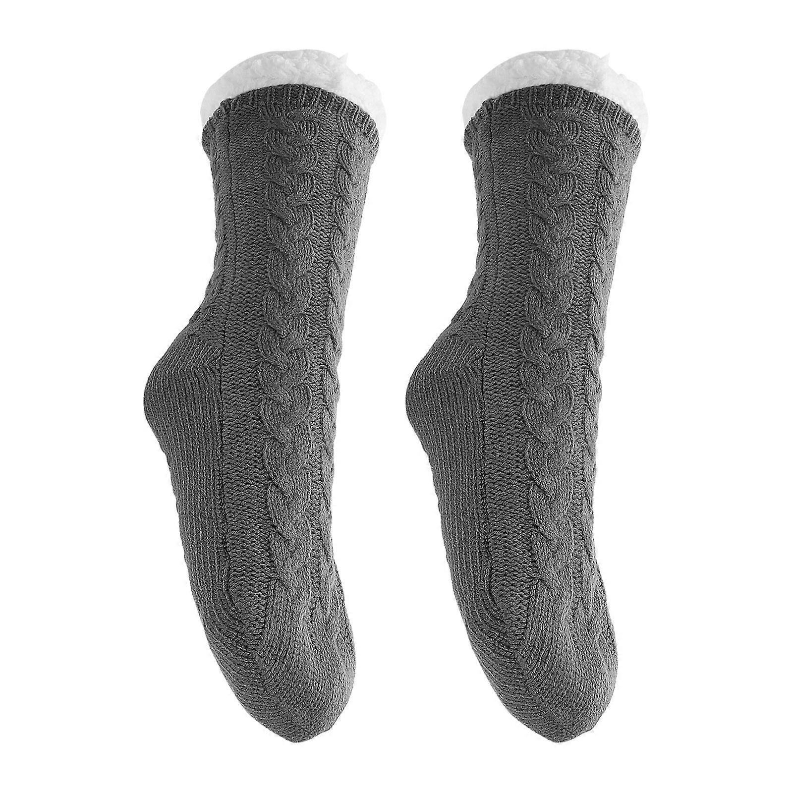 Thickened Slipper Socks For Women In Grey 1 Pair Designed For Winter Season Providing Warmth And Non Skid Performance