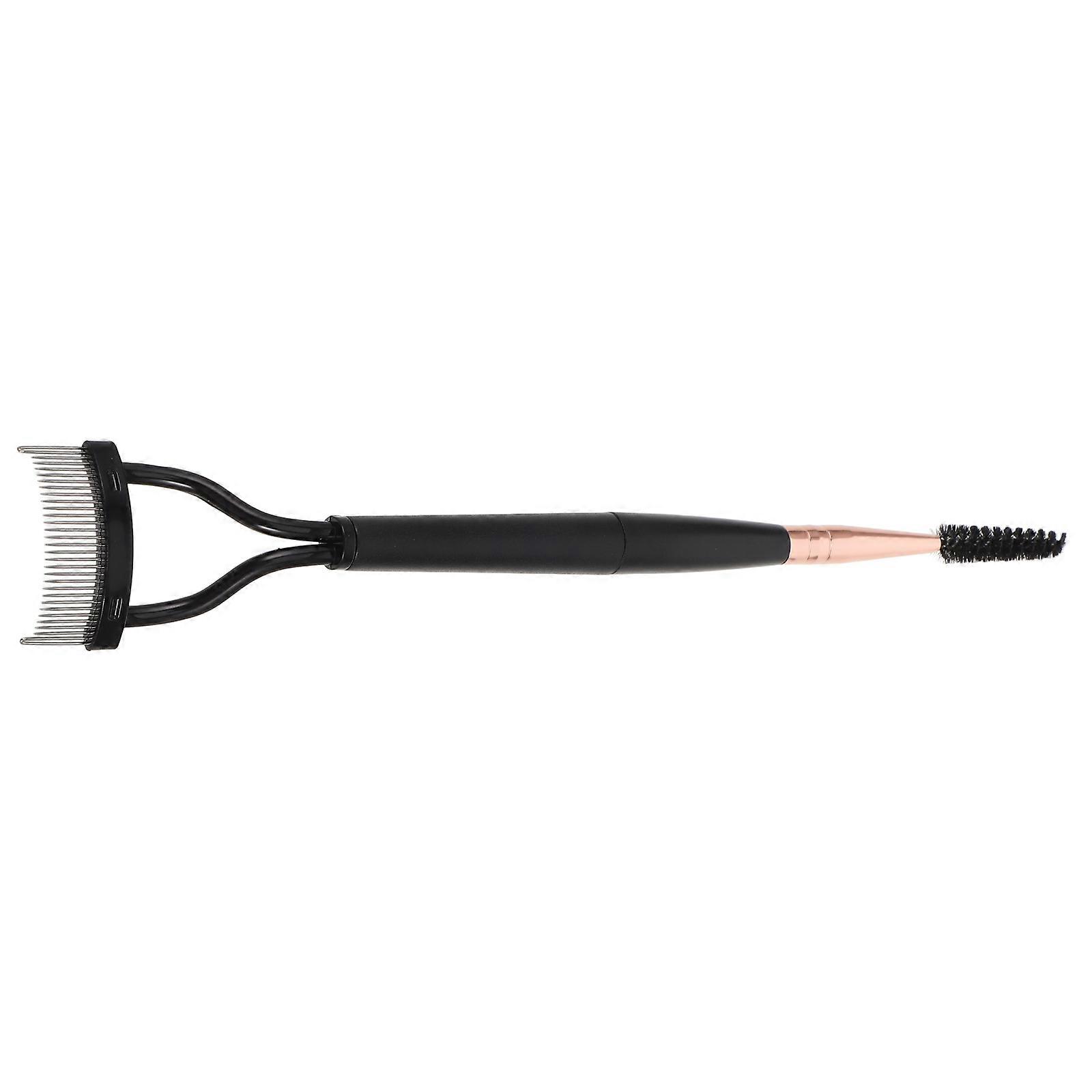 Dual-End Portable Eyelash Separator Tool For Grooming Brows And Lashes With Black Plastic Handle And Stainless Steel Needles 1Pack