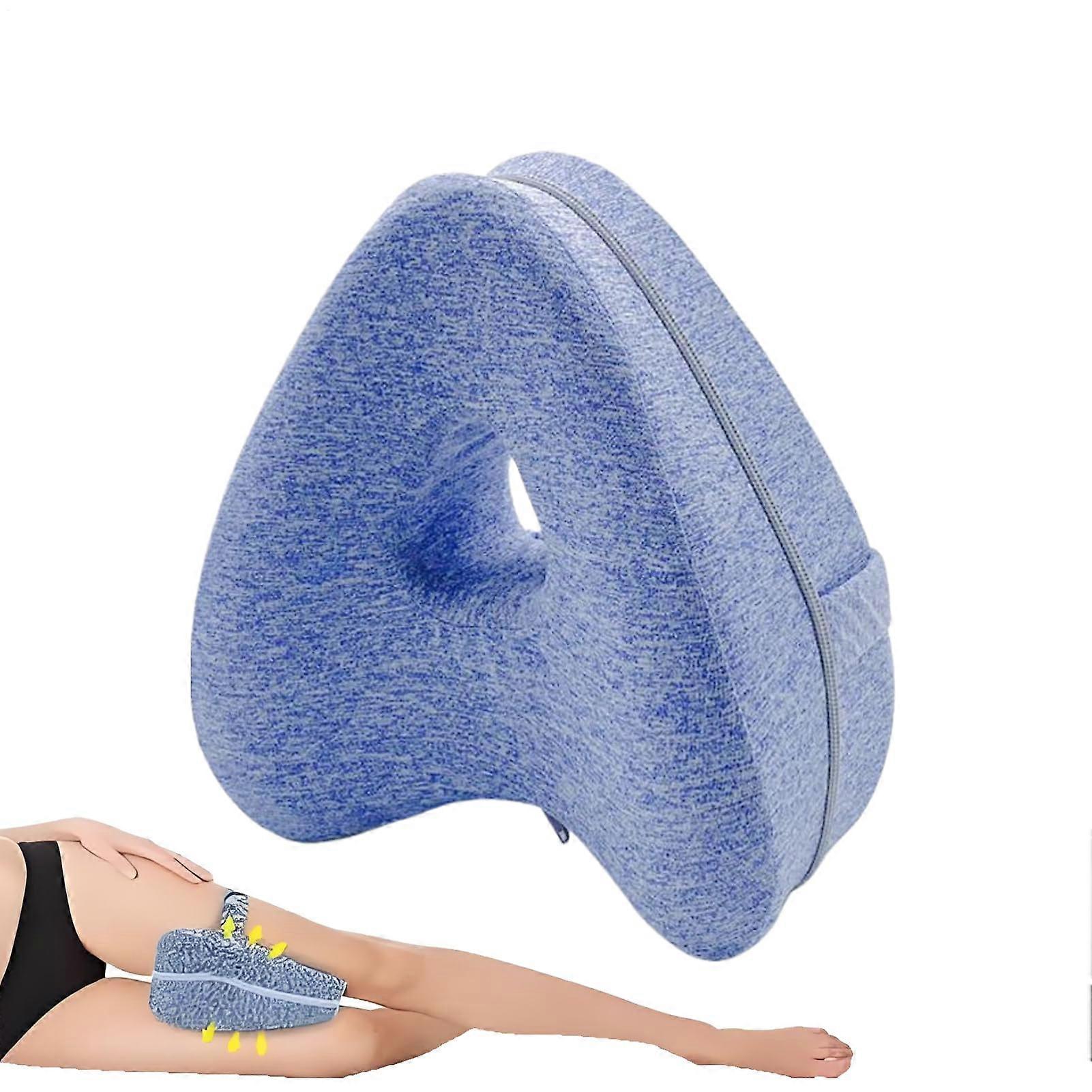 Orthopedic Pillow for Spine Alignment - Hip Relief for Side Sleepers, Travel Comfort, Blue Memory Foam Support