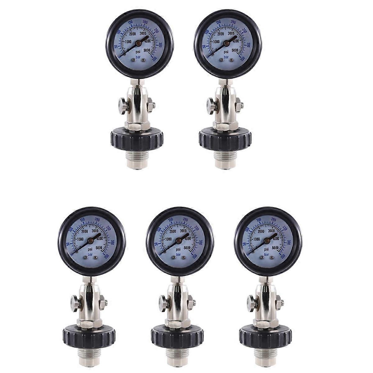 5X DIN Air Tank Pressure Checker for Scuba Diving with 350Bar Gauge,Diving Gauge with Handle