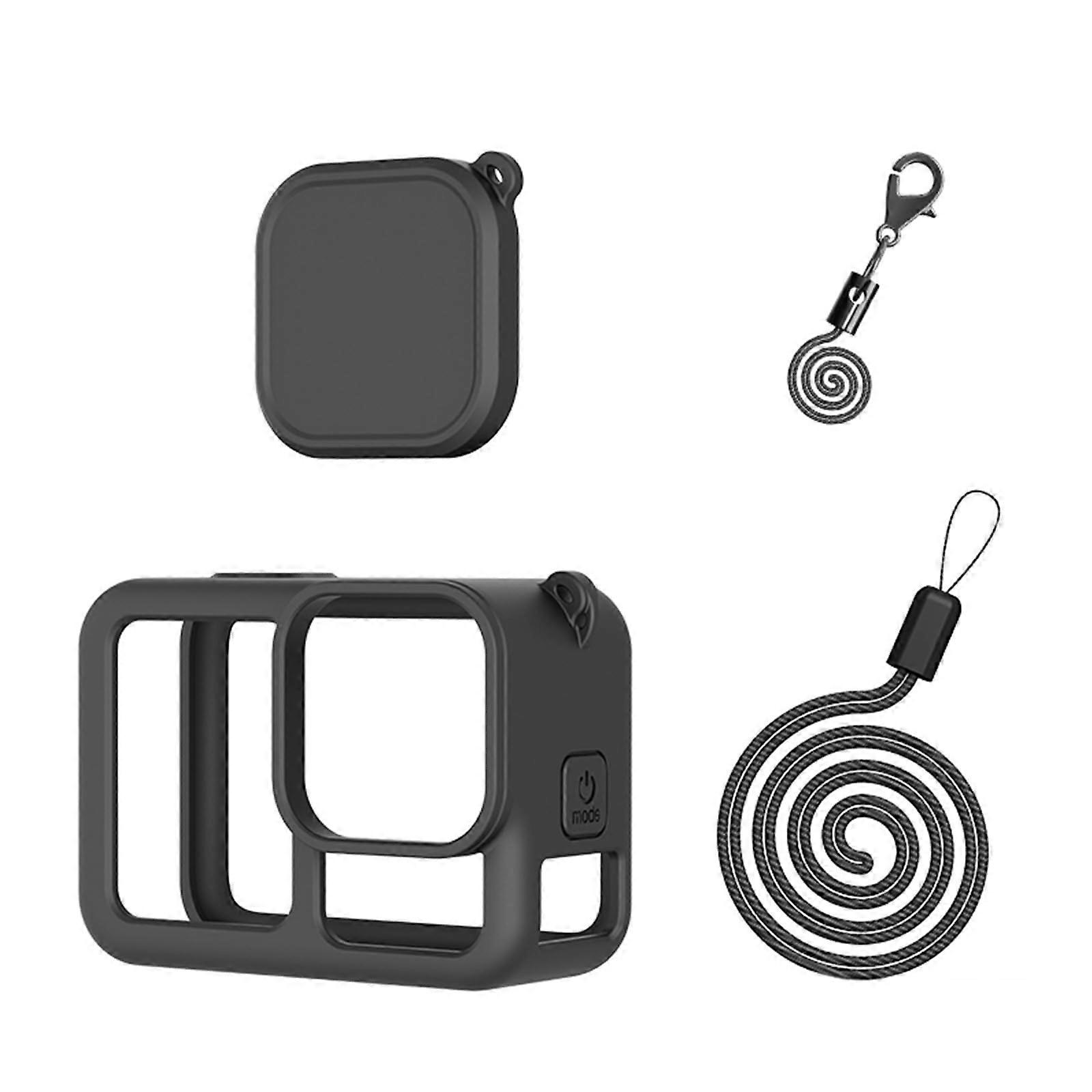 Camera Protection Set, Silicone Case, Lens Cover with Adjustable Hand Strap for Action Cameras, Durable and Lightweight