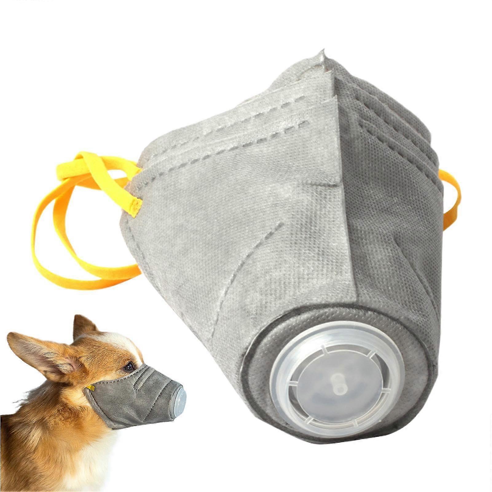 Dog muzzle with air filter, 3X fire protection mask for dog face, gray S