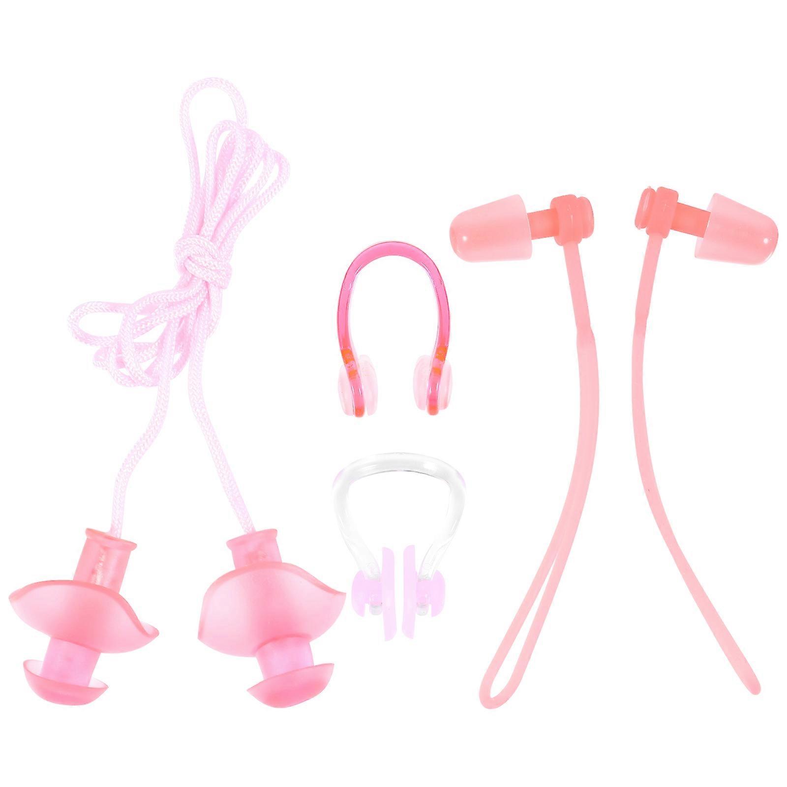 Swimming Nose Clips And Earplugs Protection Kit For Children And Adults In Compact Design 4Pcs
