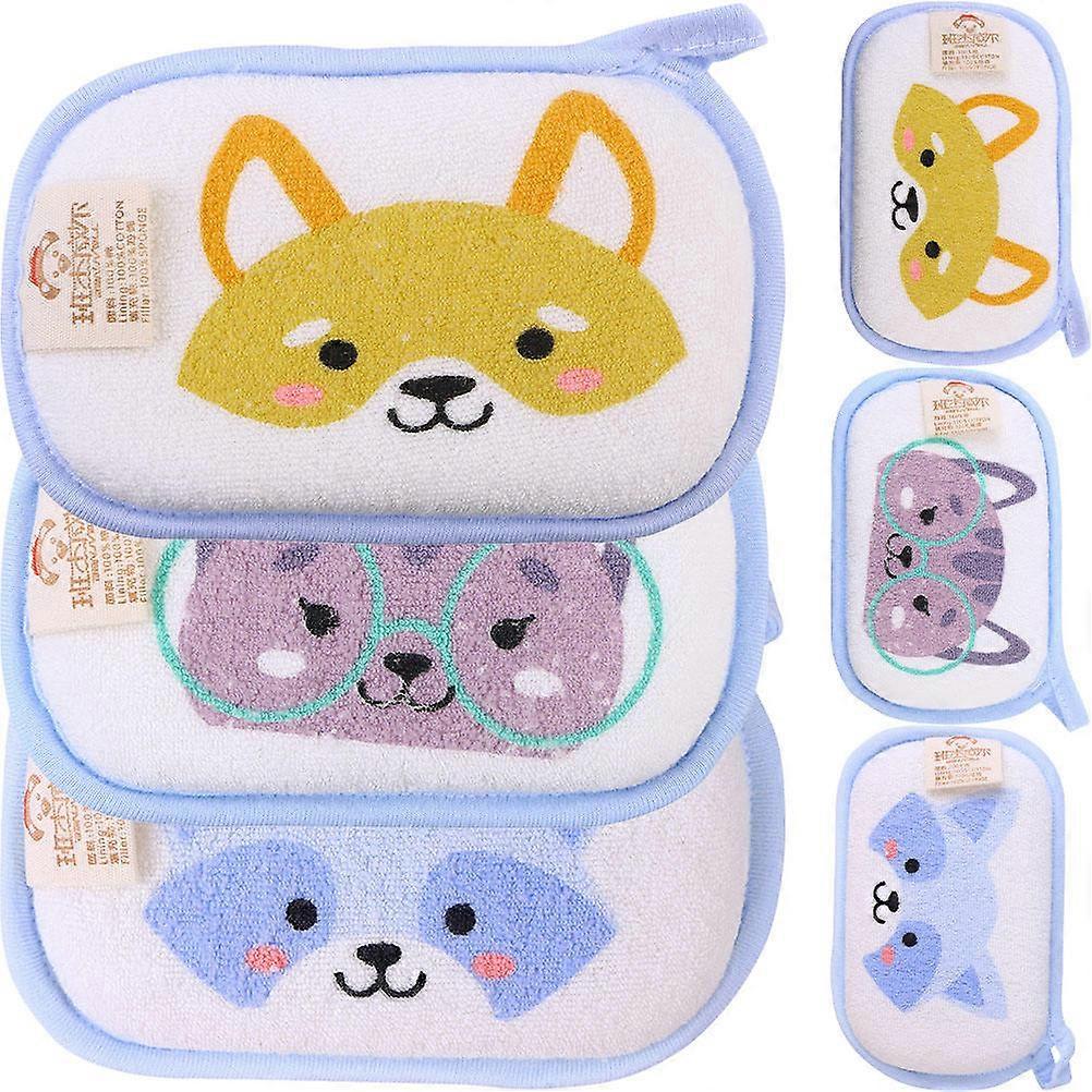 6pcs Exfoliating Bath Gloves with Hanging Strap – Soft, Absorbent Cartoon Animal Design Bathing Mitts for Fun and Safe Shower Use