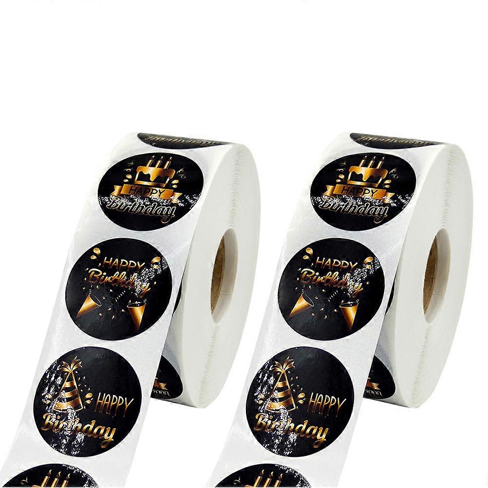 2 Rolls Self Adhesive Birthday Stickers for Party Favors, Classroom Decor, and Wrapping – Decorative Label Rolls for Celebrations