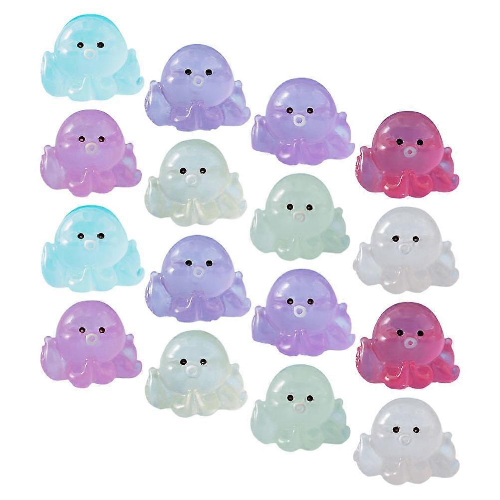 16pcs Glow in the Dark Mini Resin Octopus Figurines for Lawn, Garden, Balcony, and Car Decoration – Cute Cartoon Micro Landscape Ornaments with